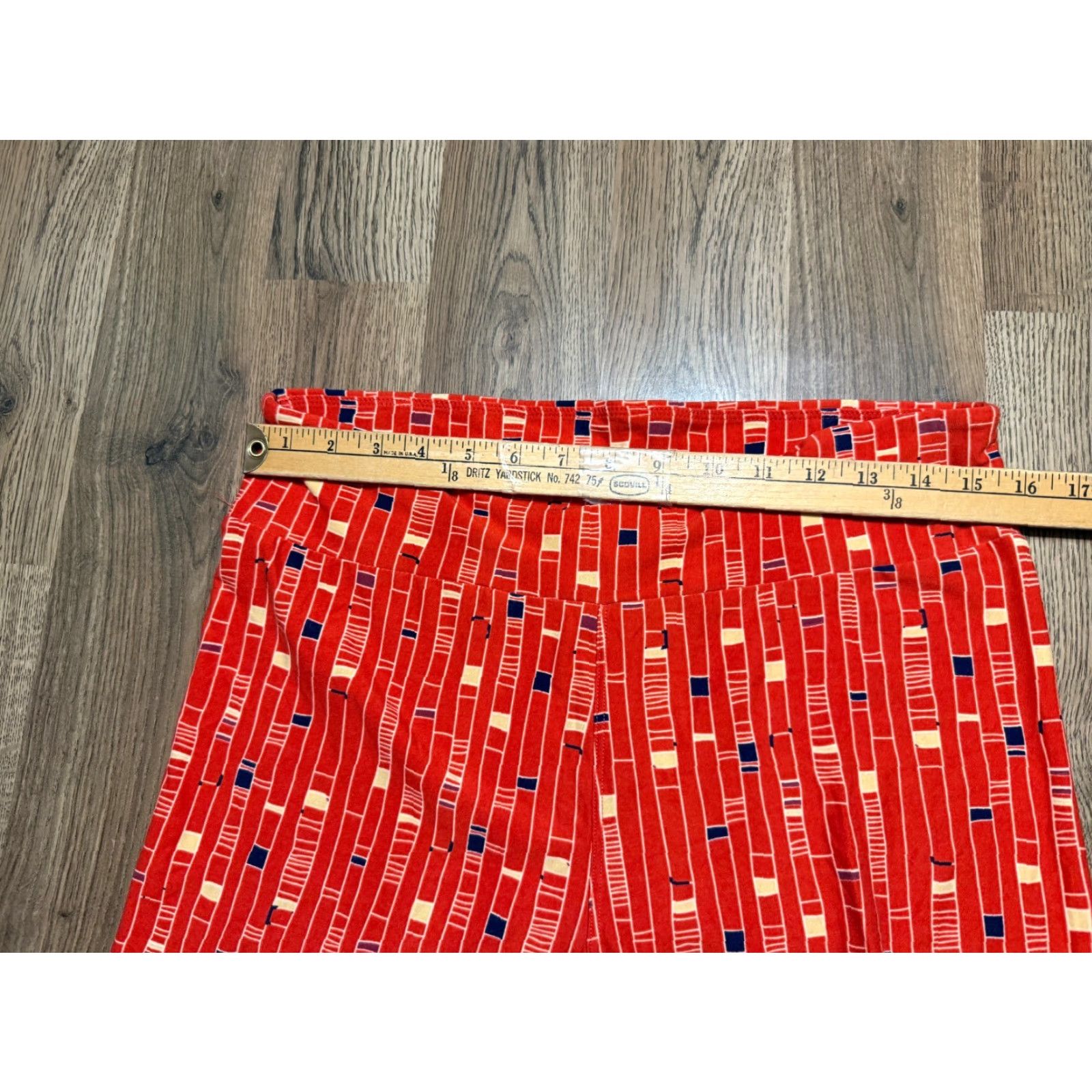 Vintage VINTAGE? No, but original: LuLaRoe Pants Women's Tall & Curvy Orange Blue Yellow Pull On Leggings Shirt? Size 32" / US 10 / IT 46 - 7 Thumbnail