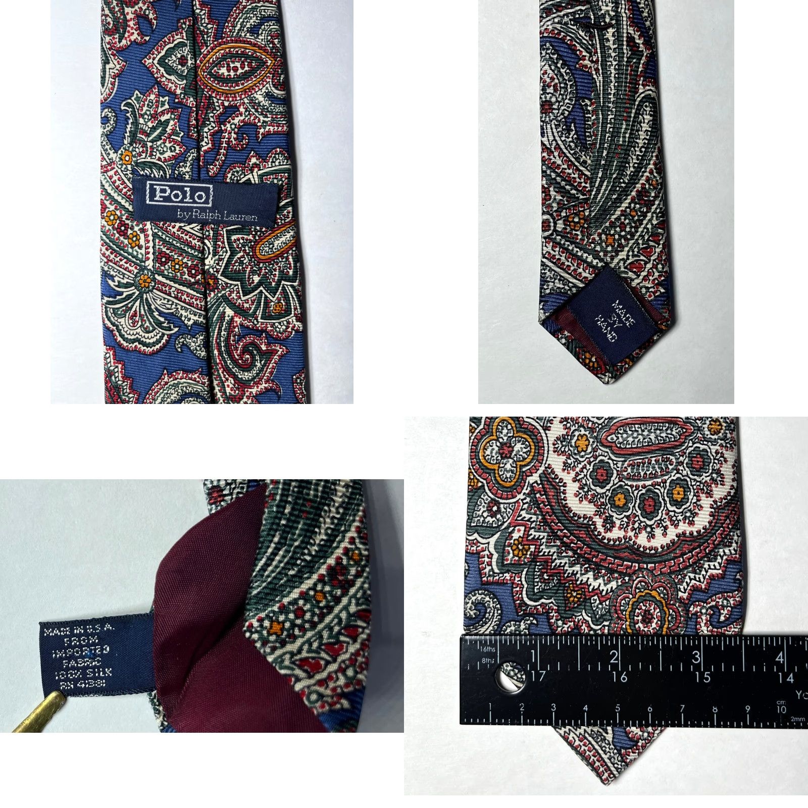 Polo Ralph Lauren VINTAGE Polo Ralph Lauren Men's Tie Silk Floral Paisley 100% Silk Made in USA Size US M / EU 48-50 / 2 - 8 Thumbnail