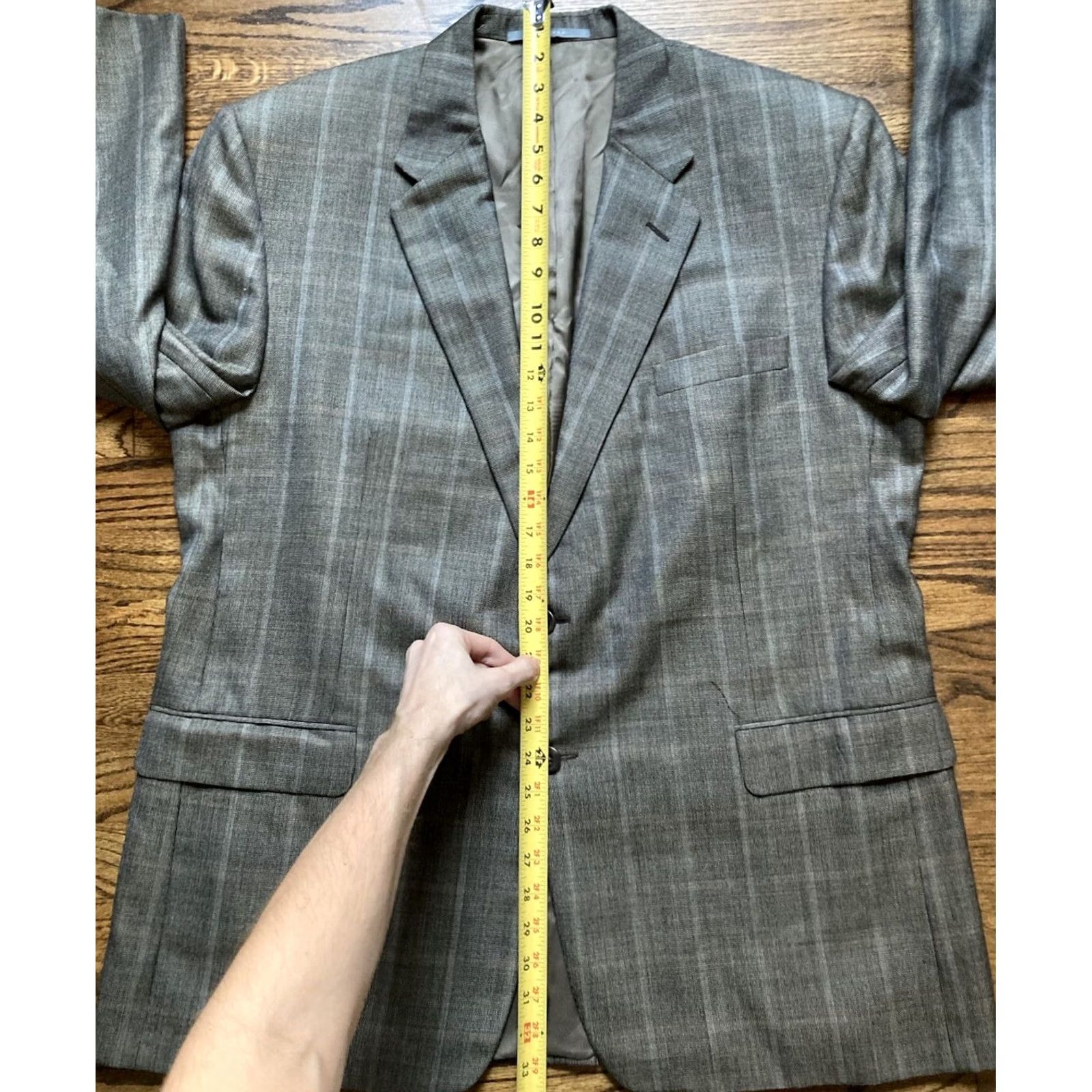 Vintage Hickey Freeman Mens Sport Coat Size 48R Plaid Check 2 Button Jacket Blazer Boys Mens Size 48R - 6 Thumbnail