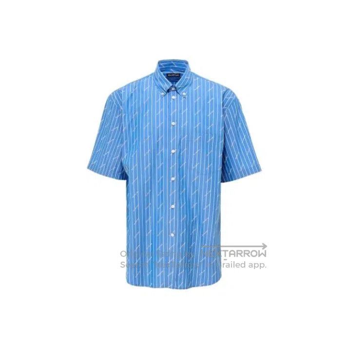 Balenciaga Balenciaga Striped Logo Print Short Sleeve Shirt. Size US M / EU 48-50 / 2 - 1 Thumbnail
