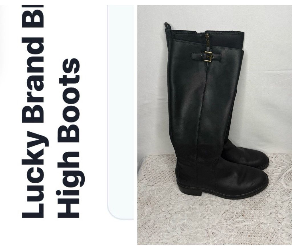Lucky Brand Lucky Brand Quinn3 black leather knee high zip up boots sz 7 Size US 7 / IT 37 - 1 Thumbnail