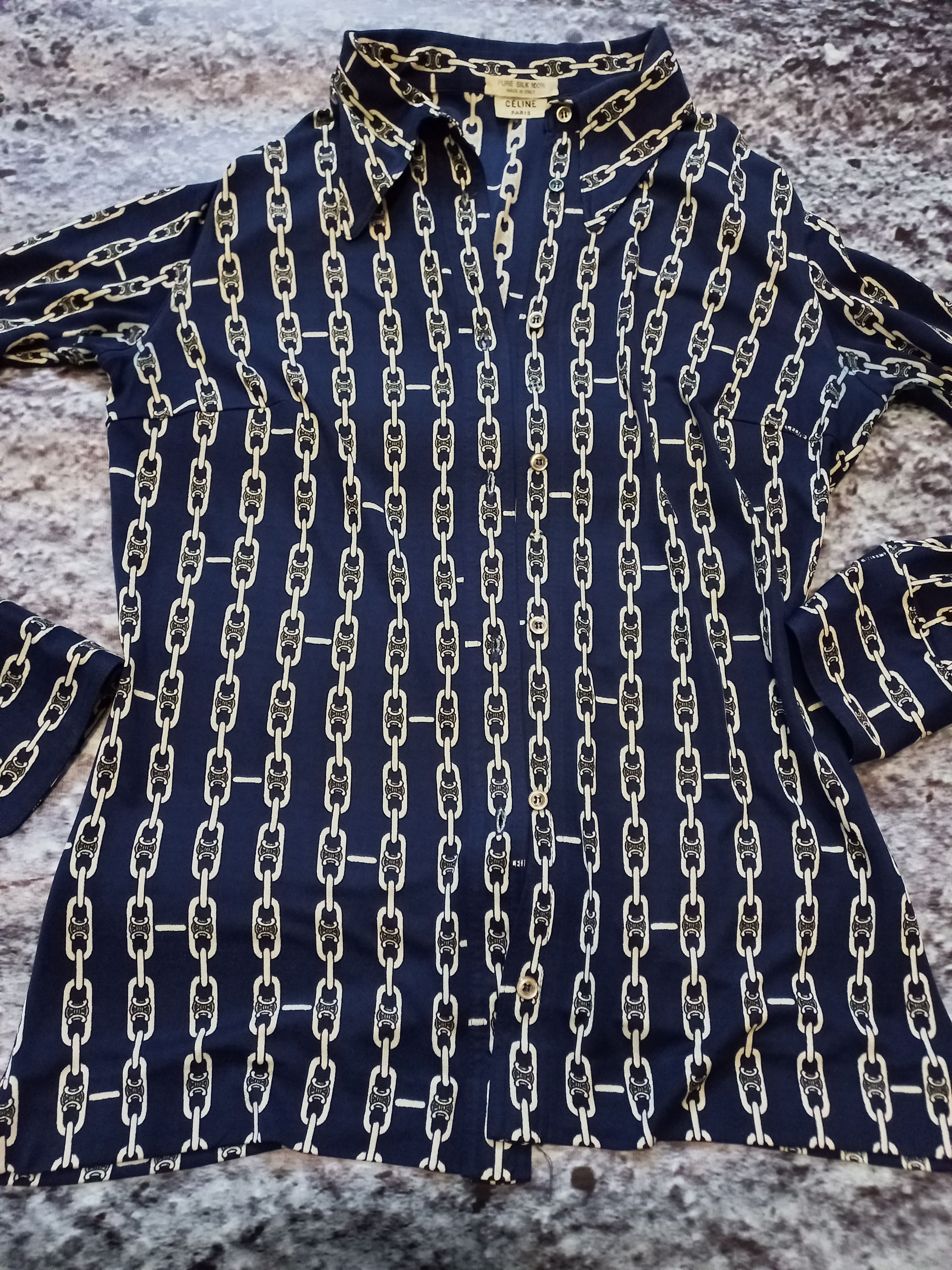 Celine × Vintage Shirt Celine Blue Womens, Pure Shilk 100 Size L / US 10 / IT 46 - 1 Thumbnail
