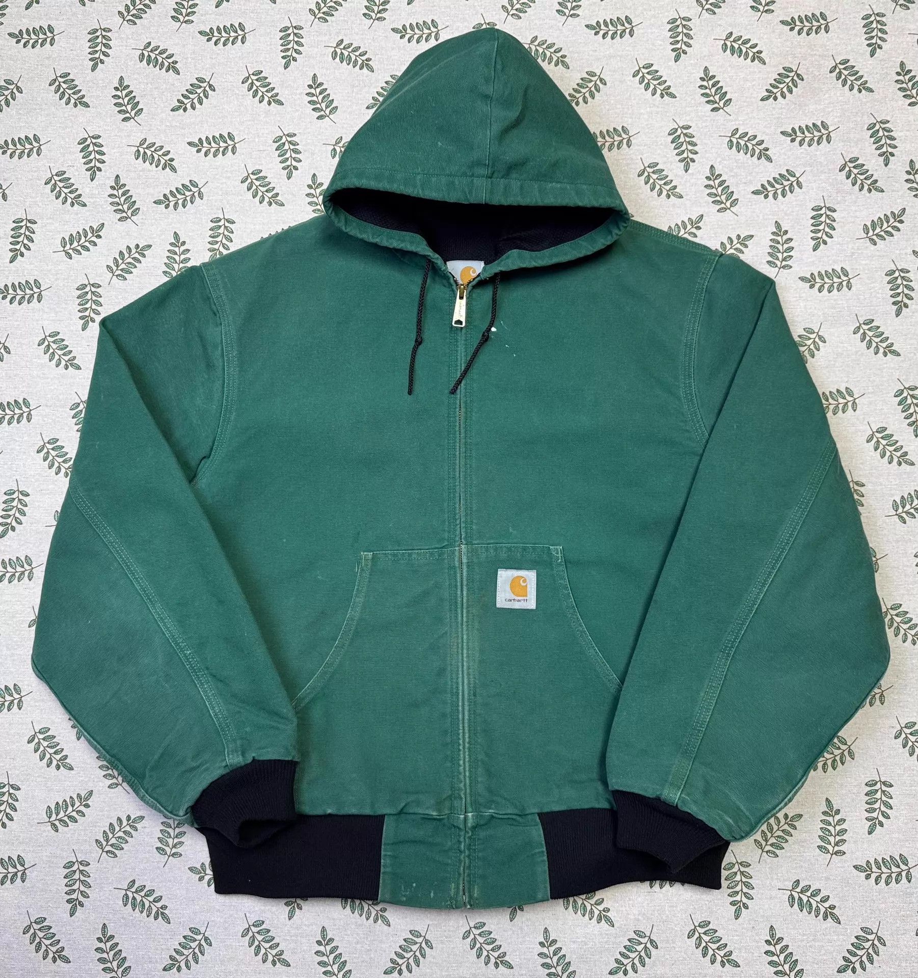 Carhartt Carhartt JR458 Hooded Work Jacket Cactus Green XL Vintage Size US XL / EU 56 / 4 - 2 Thumbnail