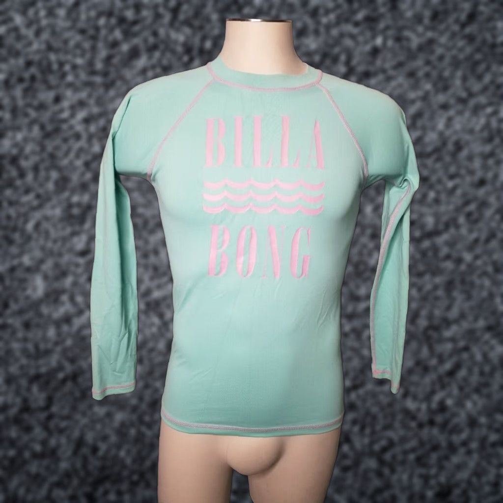 Billabong VINTAGE Billabong Long Sleeve Rash Guard Blue Aloha Theme Womens Large Size L / US 10 / IT 46 - 1 Thumbnail
