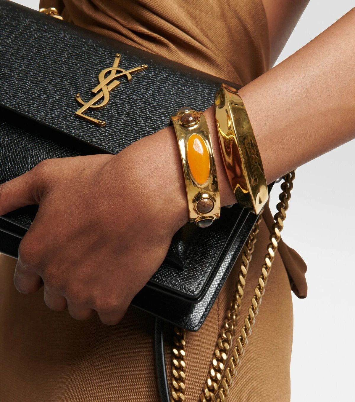 Saint Laurent Paris Saint Laurent Arty cabochon stone-embellished cuff bracelet Size ONE SIZE - 2 Thumbnail