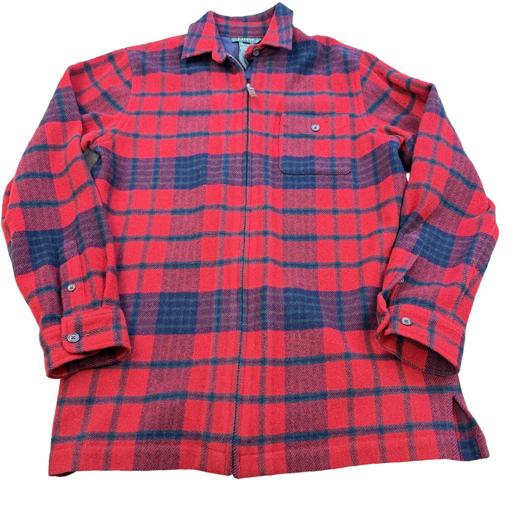 Ralph Lauren Lauren Ralph Lauren Jacket Mens Medium Red Plaid Lambswool Zip Front Lined Bomber Wool Flannel Pattern Jacket Mens Red Plaid Lambswool Zip Front Lined Size US M / EU 48-50 / 2 - 2 Thumbnail