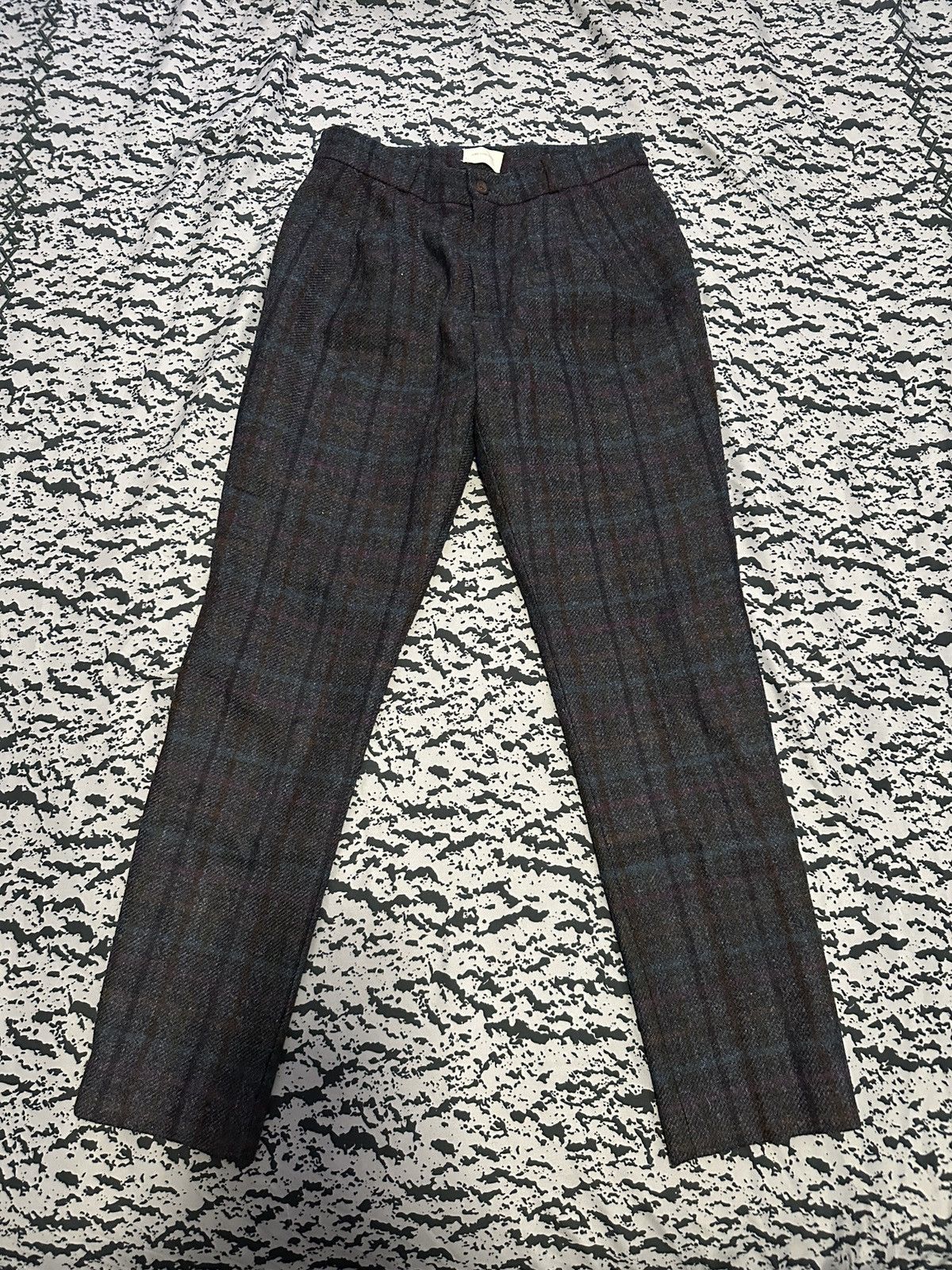 Aime Leon Dore Midnight Multi Muted Jewel Tartan Plaid Tweed Trousers Size US 29 - 1 Thumbnail