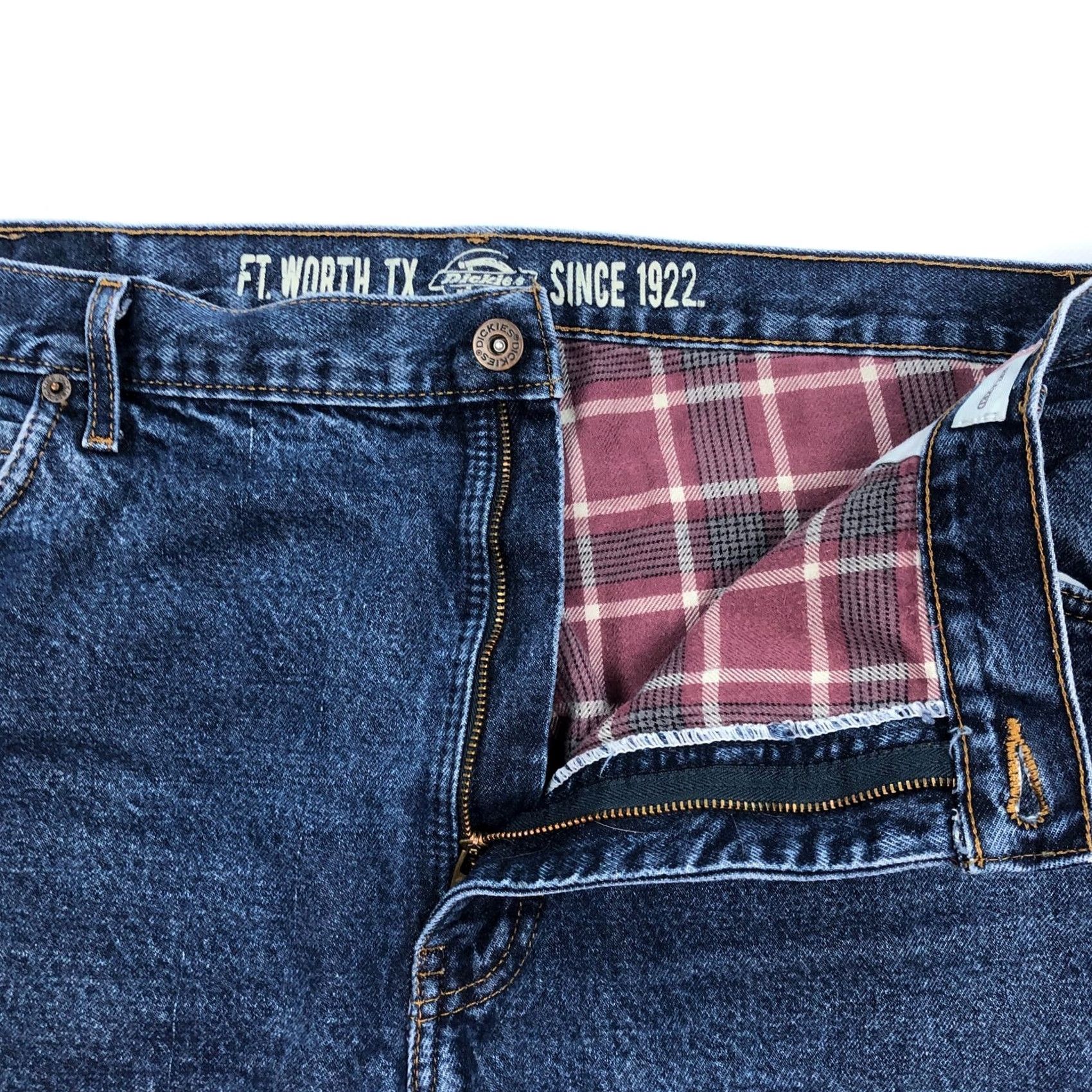 Dickies Dickies Men’s Jeans Straight 38x32 Dark Blue Flannel Lined Relaxed Fit 5-Pocket Denim Work Casual Mens Regular Stretch? Size US 38 / EU 54 - 3 Thumbnail