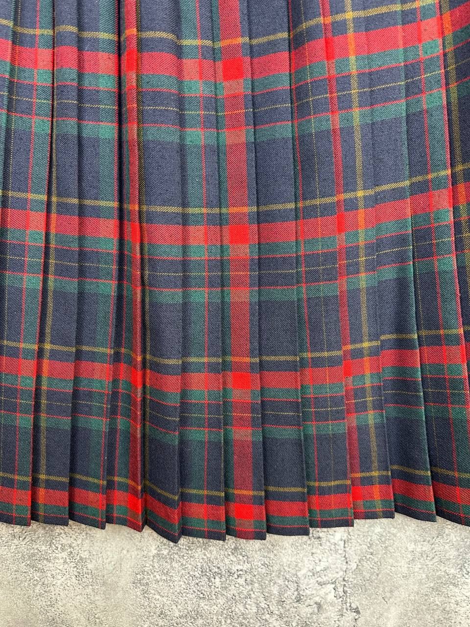 Vintage Highland Home Industries Check Tartan Pleated Kilt Skirt Size 32" / US 10 / IT 46 - 8 Thumbnail