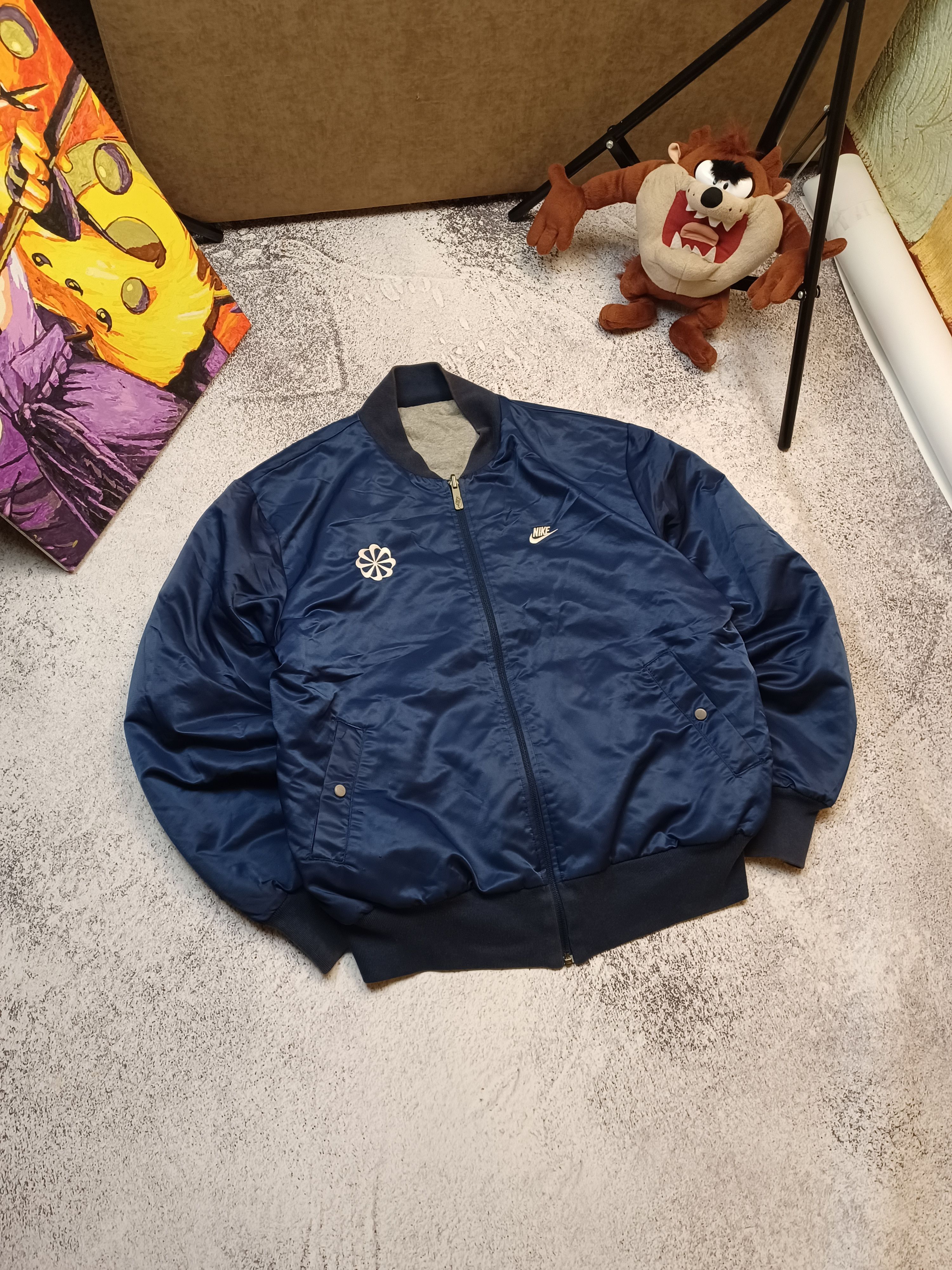 Nike × Vintage 00s Nike Retro Logo Reversible Vintage Y2K Oversized Bomber Size US M / EU 48-50 / 2 - 1 Thumbnail