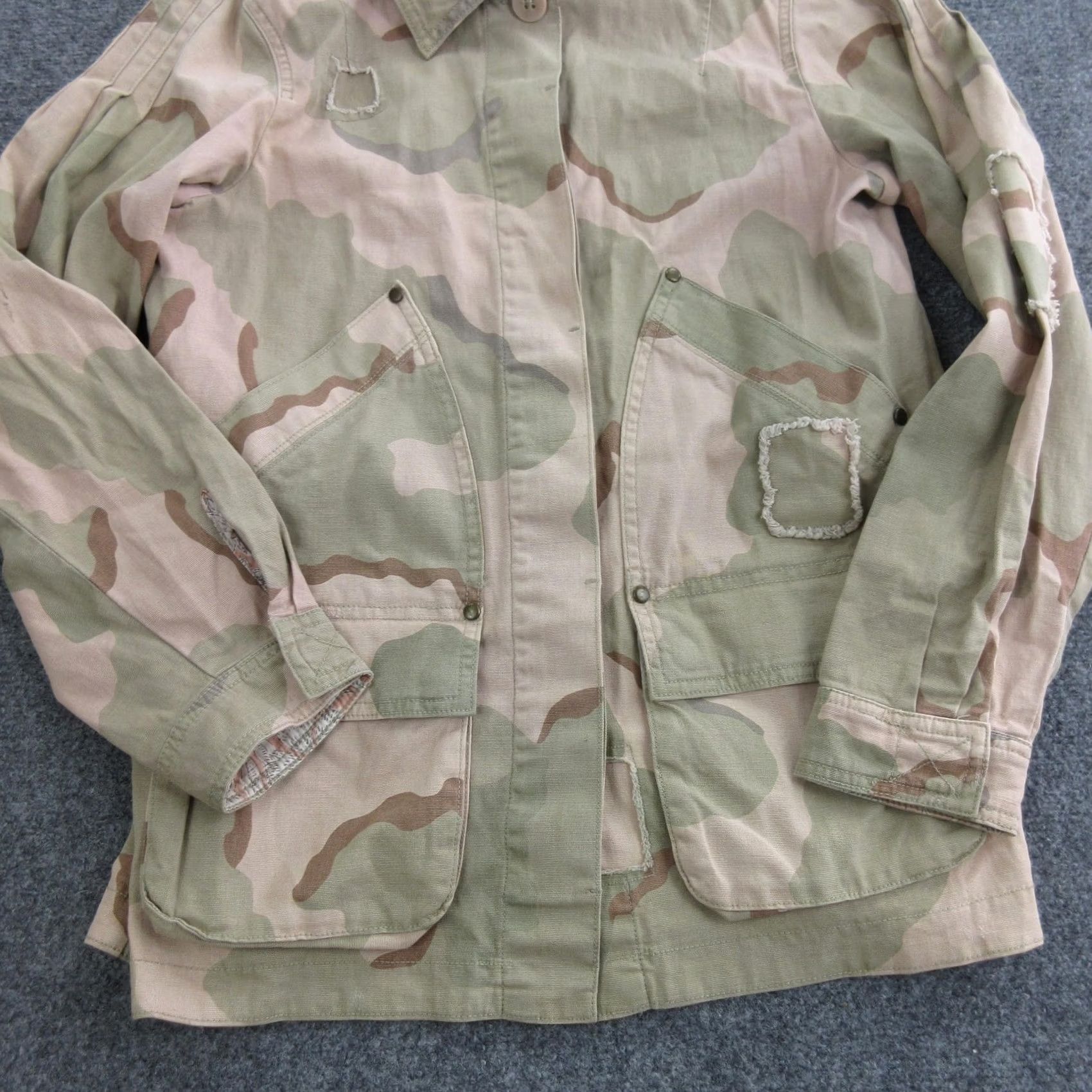 Anthropologie Anthropologie Jacket Womens Small Camo Twill Belted Military Lined Pockets Size S / US 4 / IT 40 - 3 Thumbnail