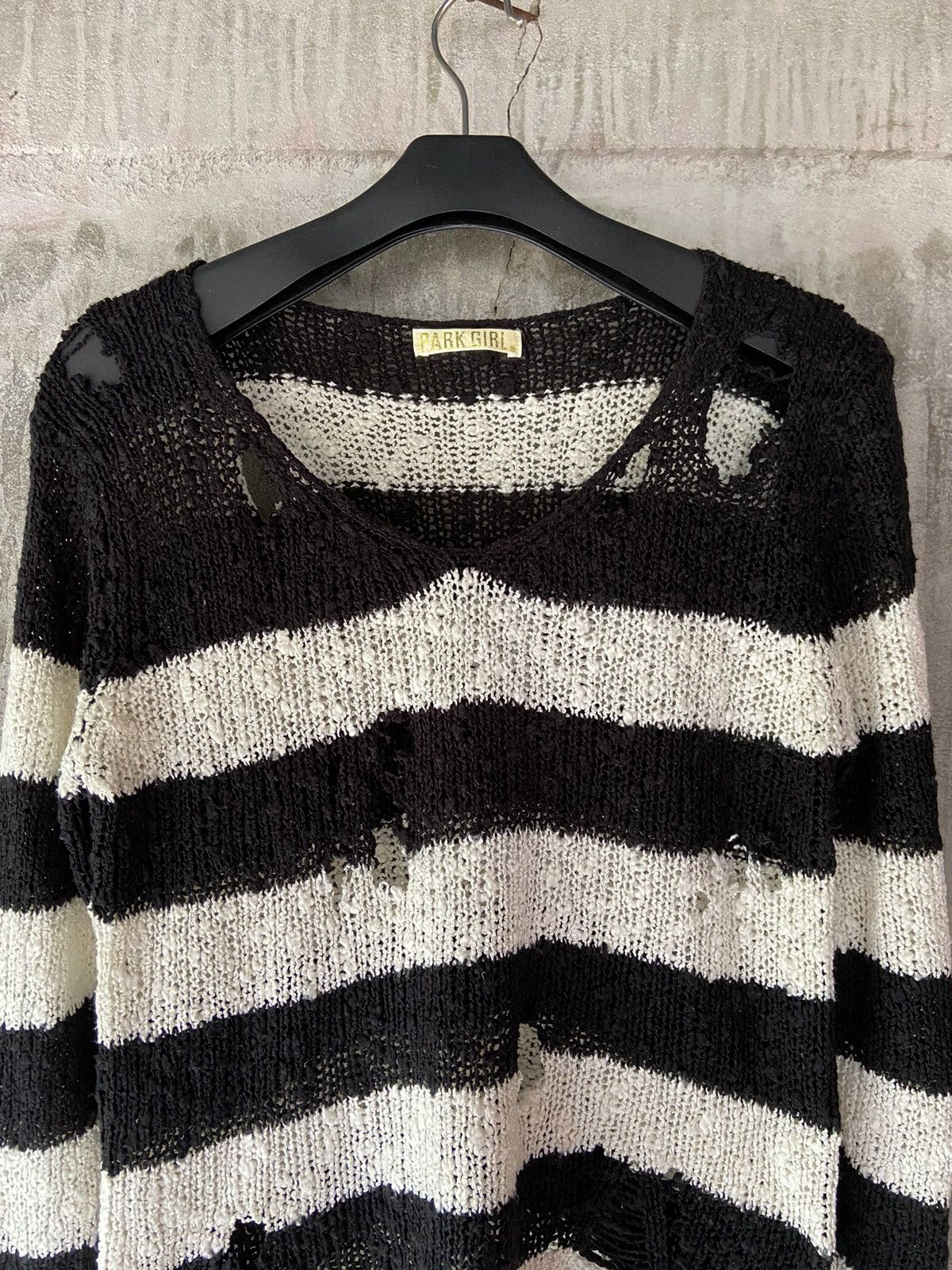 Isamu Katayama Backlash JAPANESE PUNK STRIPED DISTRESSED KNIT Size US S / EU 44-46 / 1 - 6 Thumbnail