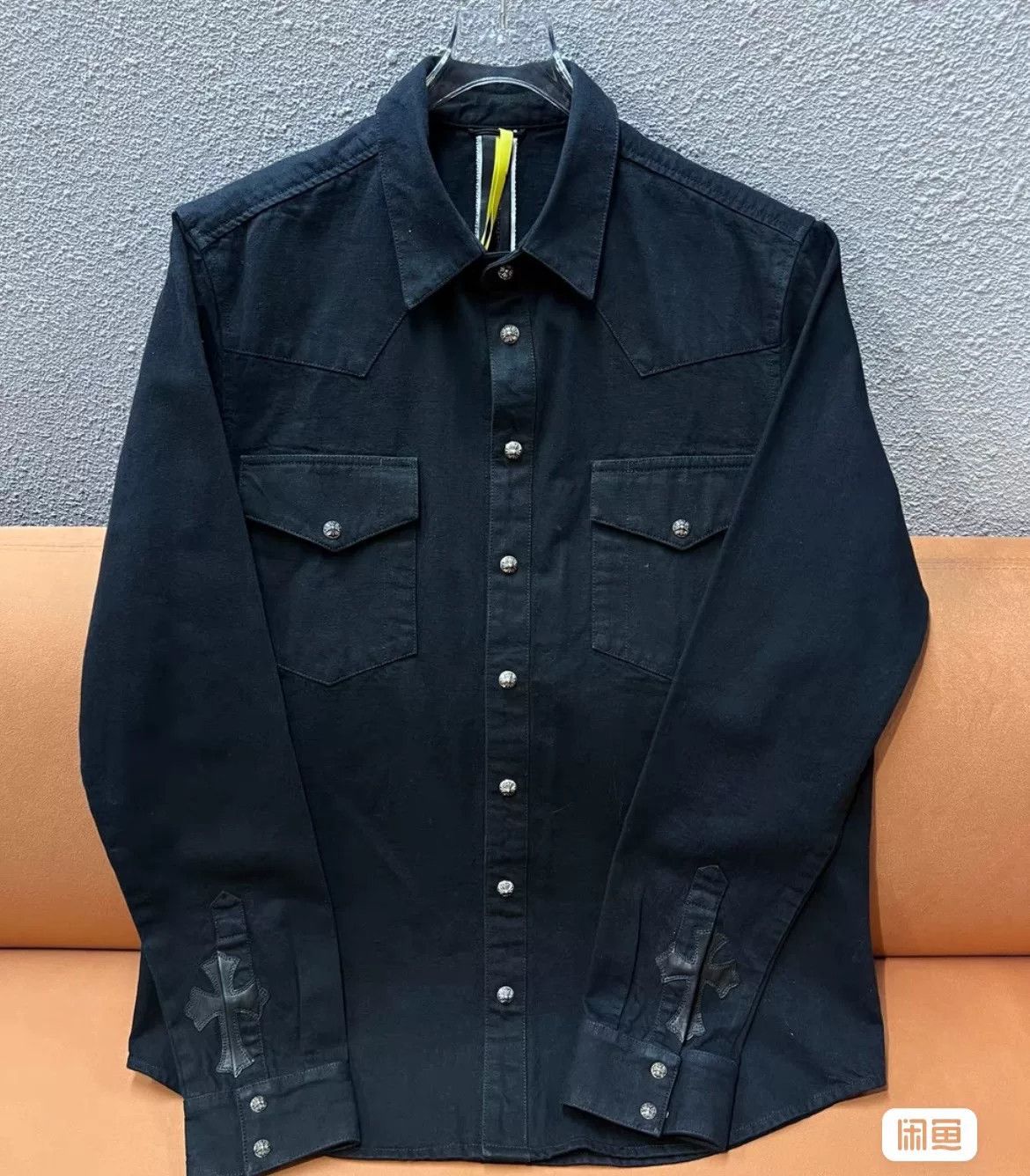 Chrome Hearts Chrome Hearts Denim Cross Leather Patchwork Shirt Size US XL / EU 56 / 4 - 1 Thumbnail