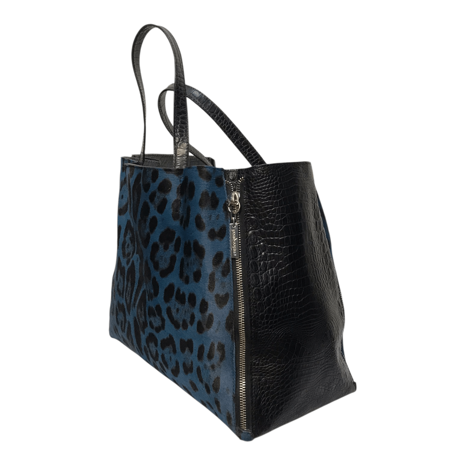 Genuine Leather enrico Pucci Crocodile With Leopard Fur Leather HandBag Size ONE SIZE - 4 Thumbnail