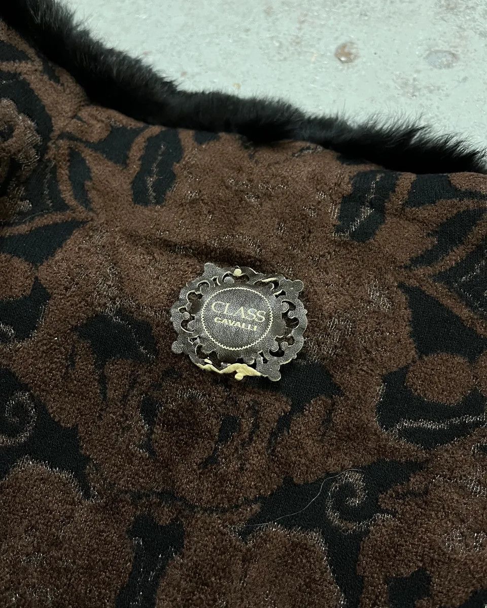 Roberto Cavalli 2000s Roberto Cavalli Reversible Black Fur Puffer & Ornament Brown Jacket Size S / US 4 / IT 40 - 15 Thumbnail