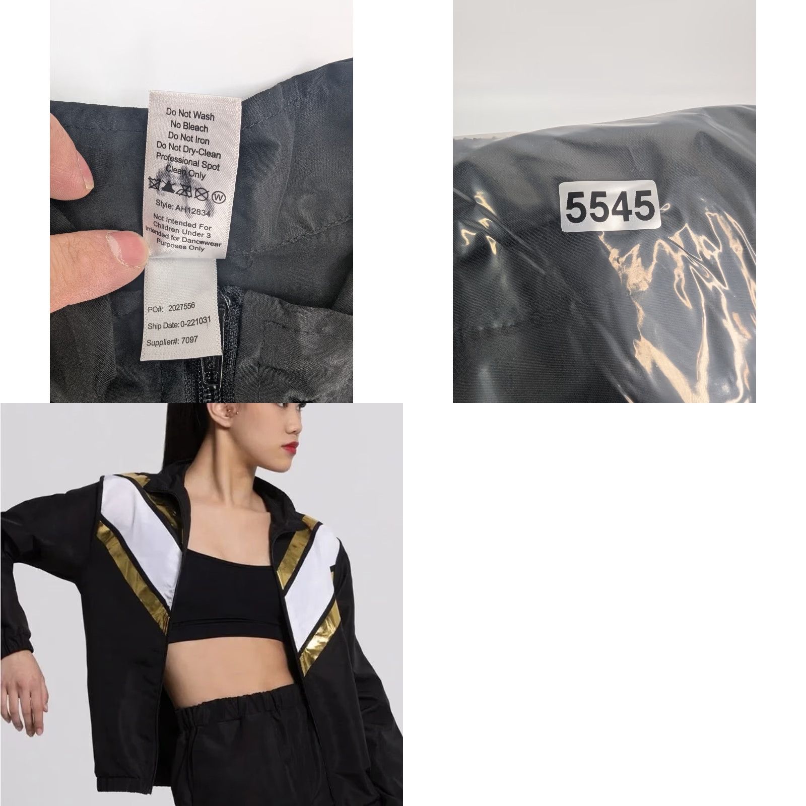 DANCER Weissman Windbreaker Jacket Women L Black Cheveron Zip Front Lightweight Size L / US 10 / IT 46 - 8 Thumbnail