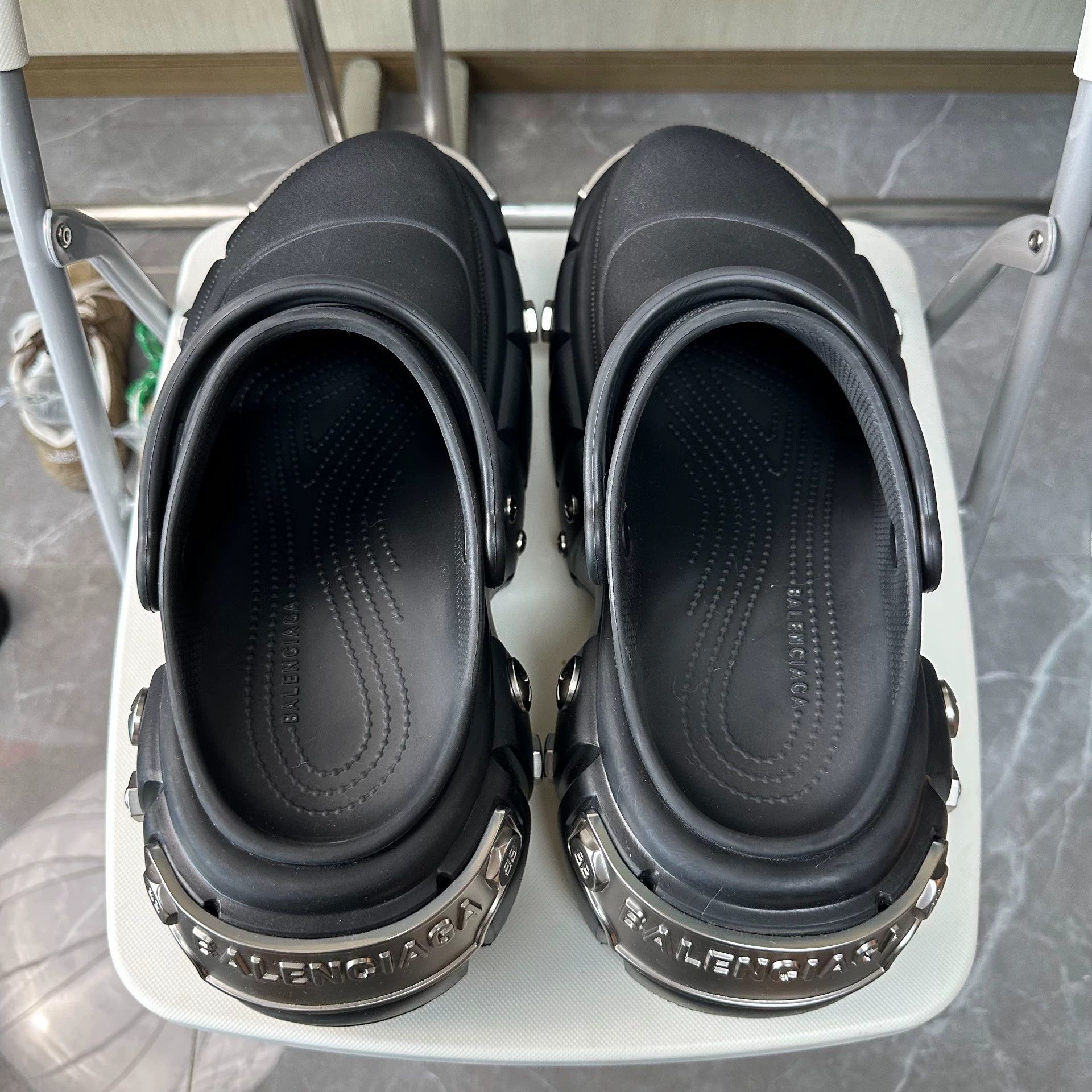 Balenciaga Crocs x Balenciaga HardCrocs Men's Black Slip-On Clogs Size US 13 / EU 46 - 4 Thumbnail