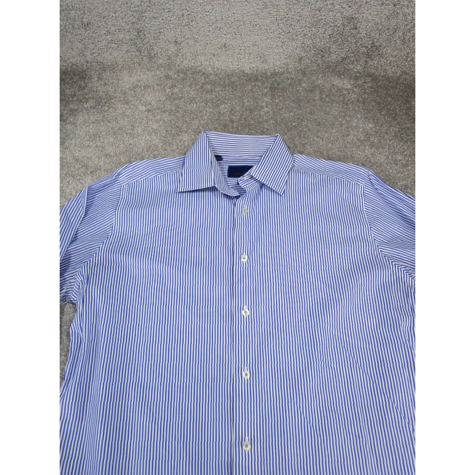 David Donahue VINTAGE David Donahue Dress Shirt Mens 17 White Striped Cotton Long Sleeve 17 White Mens Dress Shirt Size 46R - 2 Thumbnail
