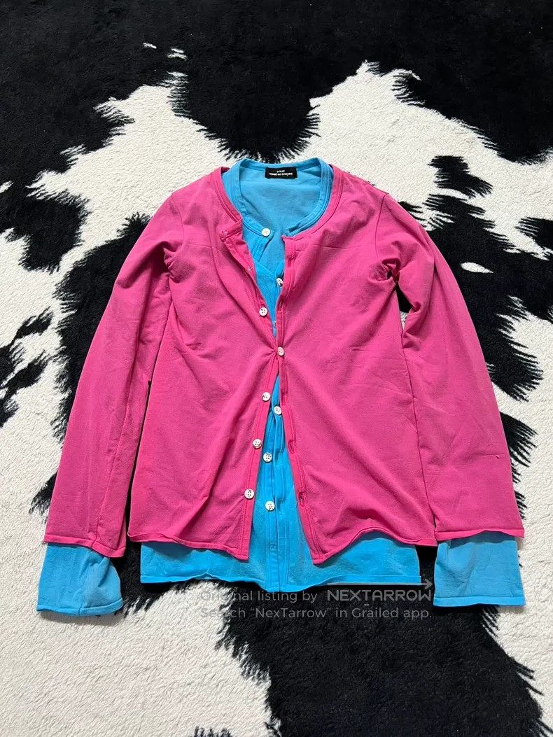 Comme des Garcons Comme Des Garcons Contrast Color Cardigan with Fake Two-Pi Size S / US 4 / IT 40 - 2 Thumbnail