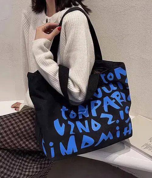 Japanese Brand Fashion graphic canvas tote bag shoulder bag Size ONE SIZE - 2 Thumbnail