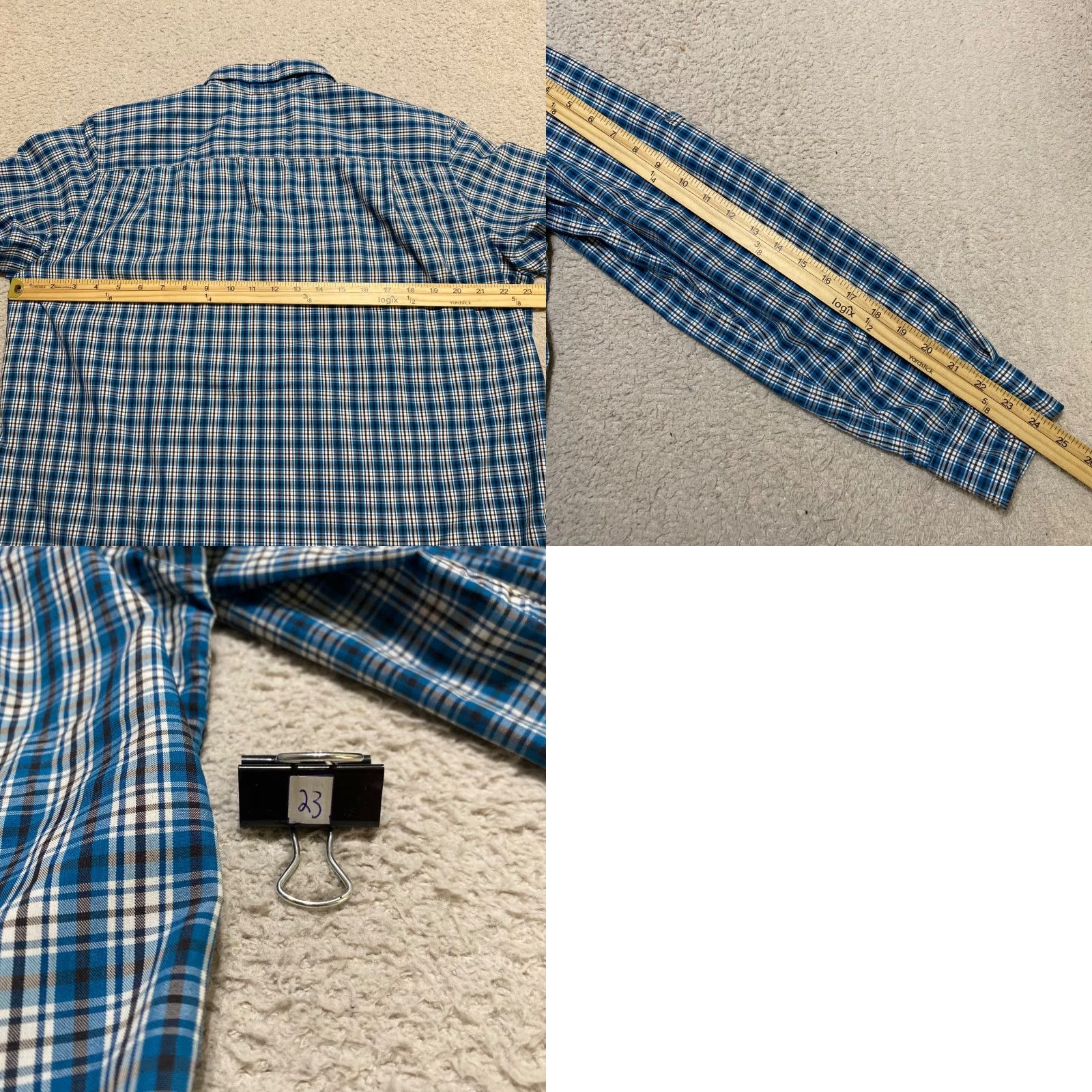 Chaps Chaps Mens Button-Up Shirt Blue Plaid Long Sleeve Nylon Polyester Collar-Down Regular Fit Size M Size US M / EU 48-50 / 2 - 8 Thumbnail