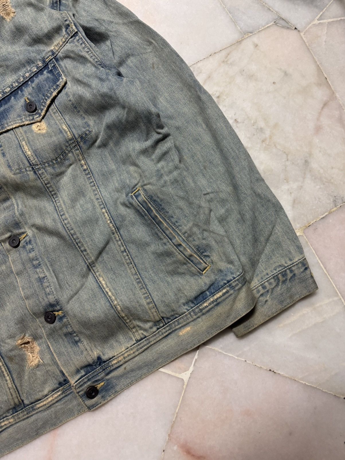 If Six Was Nine 💥GRUNGE💥90s STYLE OLD NAVY DISTRESSED MUDWASH POCKET DENIM Size US XXL / EU 58 / 5 - 11 Thumbnail