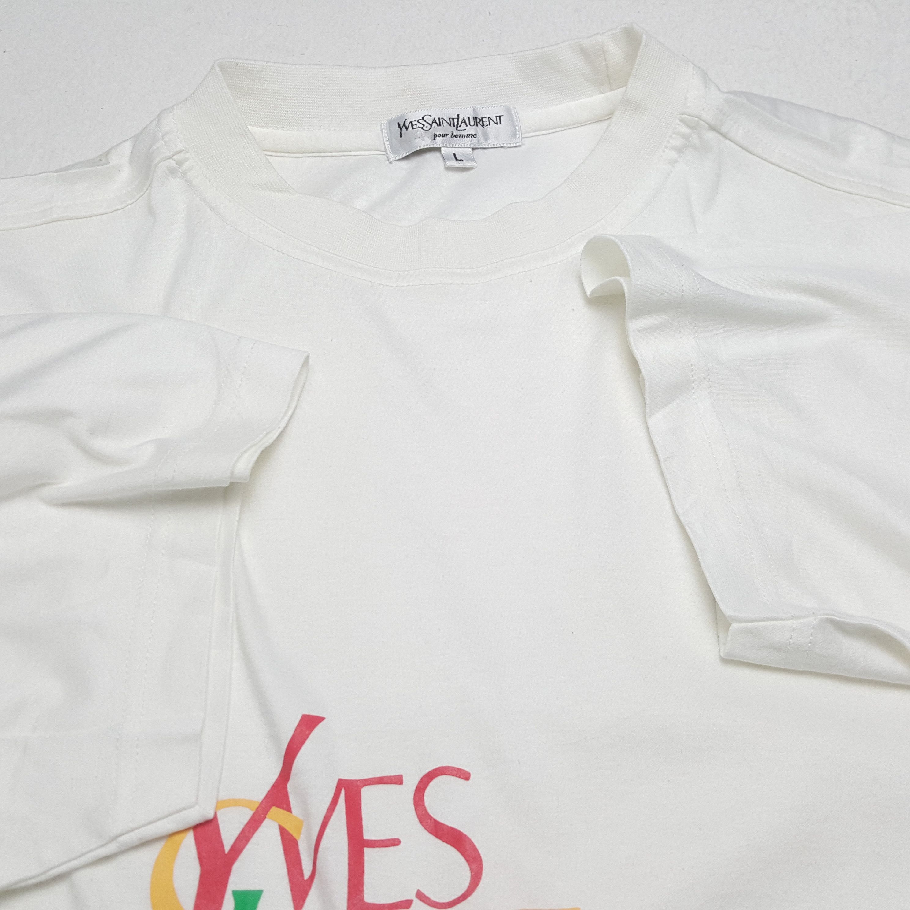 Vintage × Yves Saint Laurent YVES SAINT LAURENT Luxury Brand Spellout Design Tshirt Size US L / EU 52-54 / 3 - 6 Thumbnail