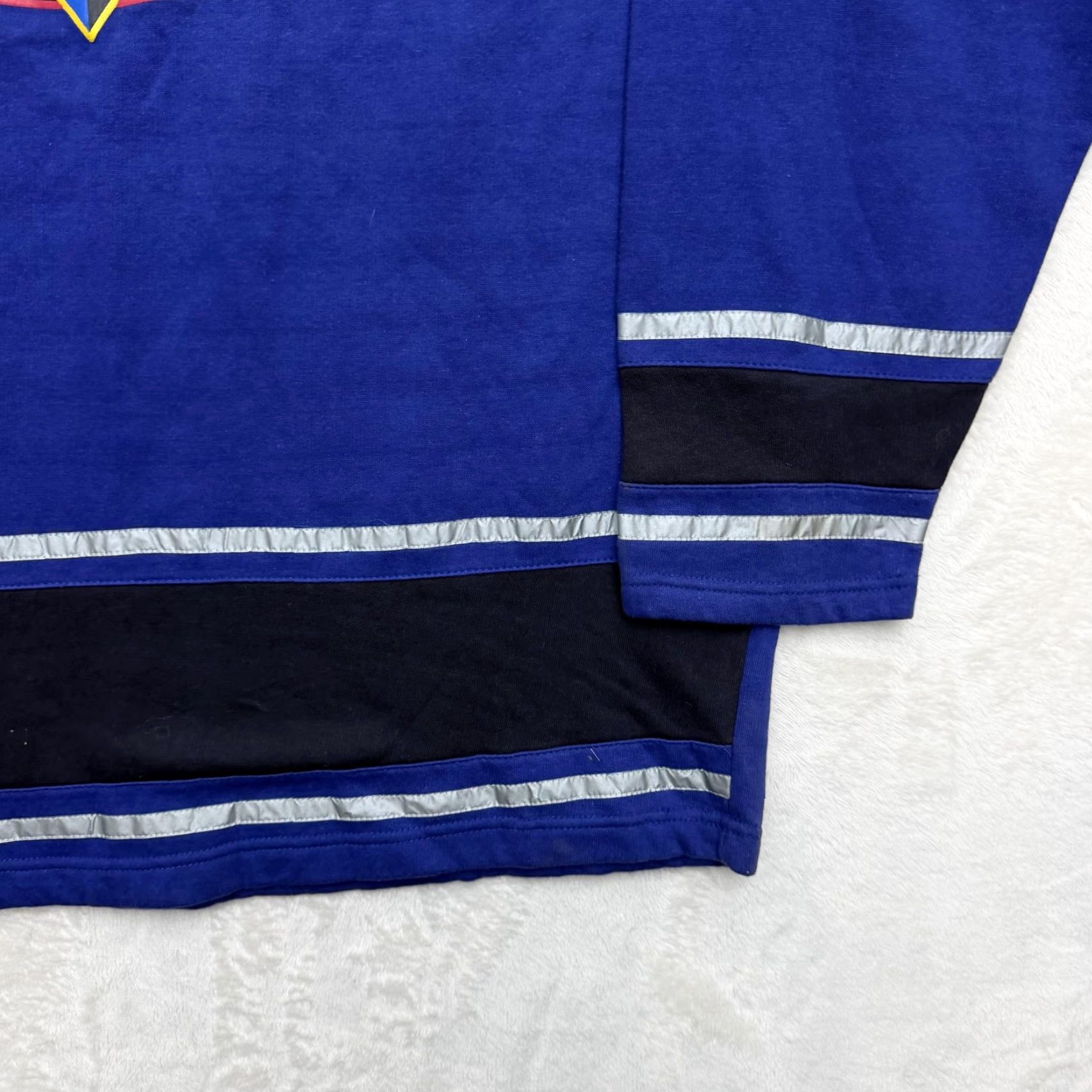 Jerzees VINTAGE Jerzees Shirt Mens XL Blue Long Sleeve V-Neck Hockey Jersey Graphic Logo Size US XL / EU 56 / 4 - 4 Thumbnail