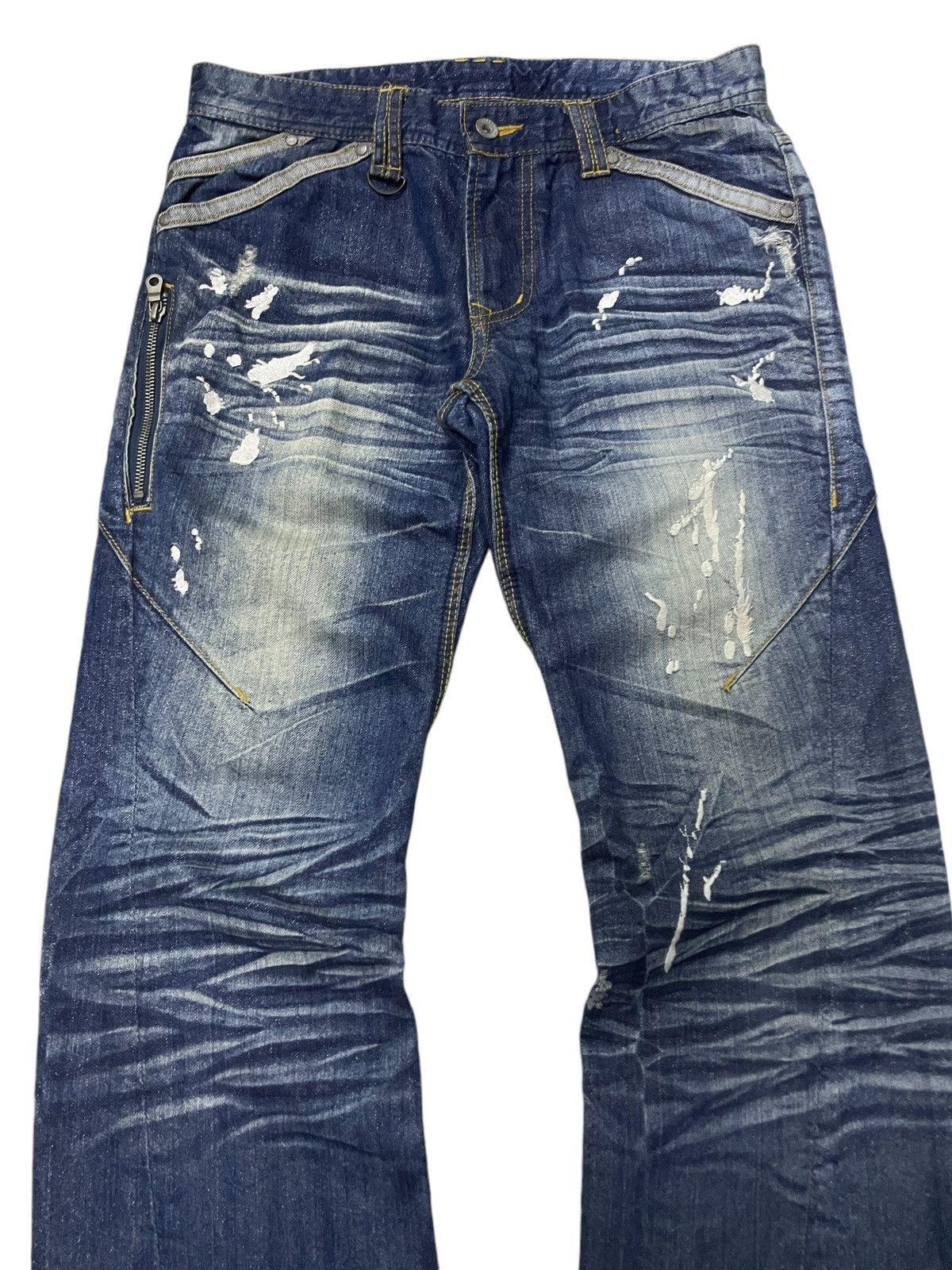 HIDEAWAYS × Hysteric Glamour Hideaways Nicole Heavy Whiskers Shiny Blue Flared Jeans Size US 30 / EU 46 - 3 Thumbnail