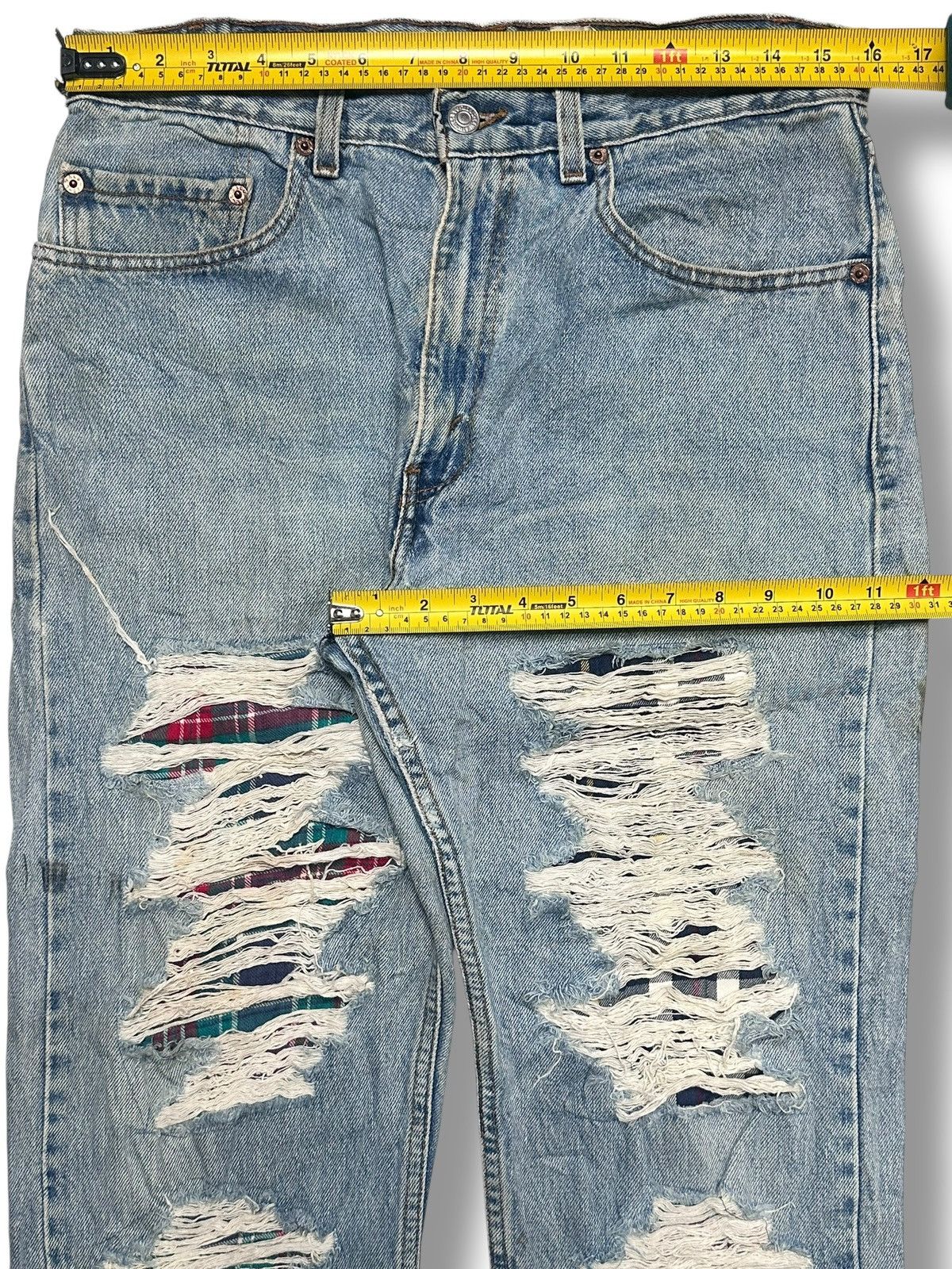 Levi's Levi’s 505 Regular Distressed Ripped, Plaid patch & Faded Size US 32 / EU 48 - 20 Thumbnail