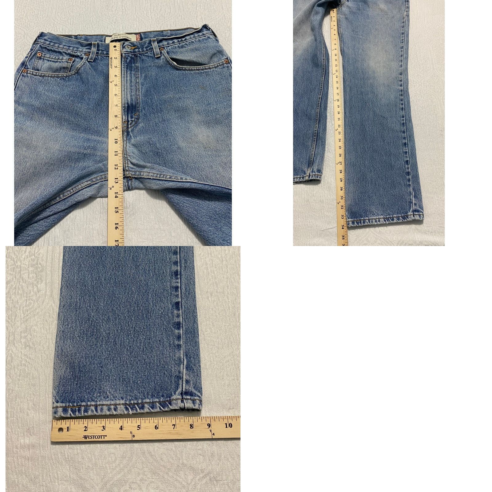 Levi's VINTAGE Levi's 516 Slim Fit Jeans Mens 38x34 Blue 9 0s Light Wash Denim 5-Pocket Zip Button Regular Slim Straight 34 Inseam Cotton Logo Size US 38 / EU 54 - 8 Thumbnail