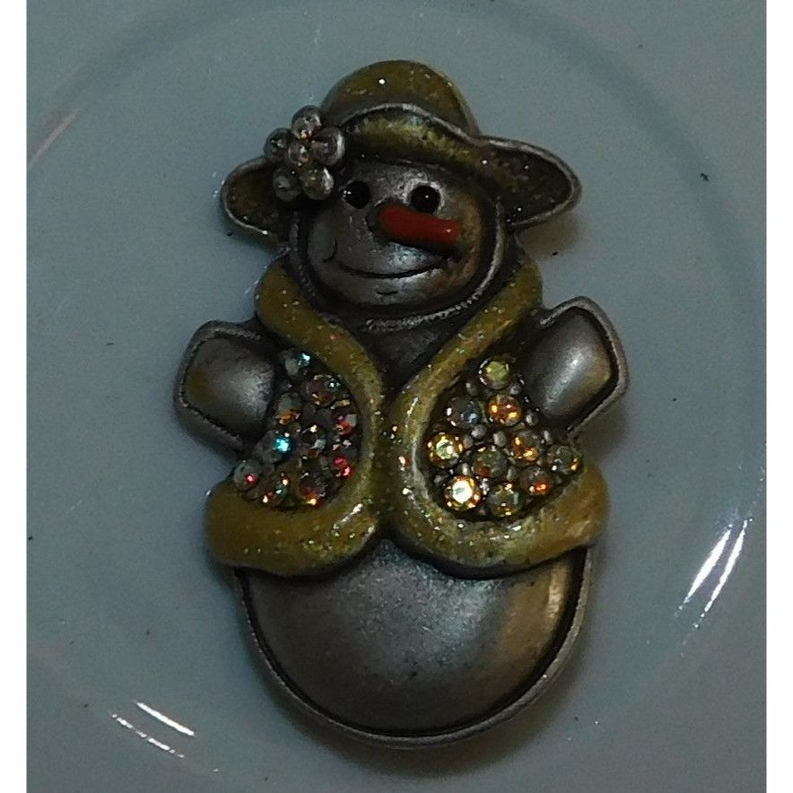 Other Holiday Snow Woman Brooch Yellow And Silver Tone With Flower Size ONE SIZE - 5 Thumbnail