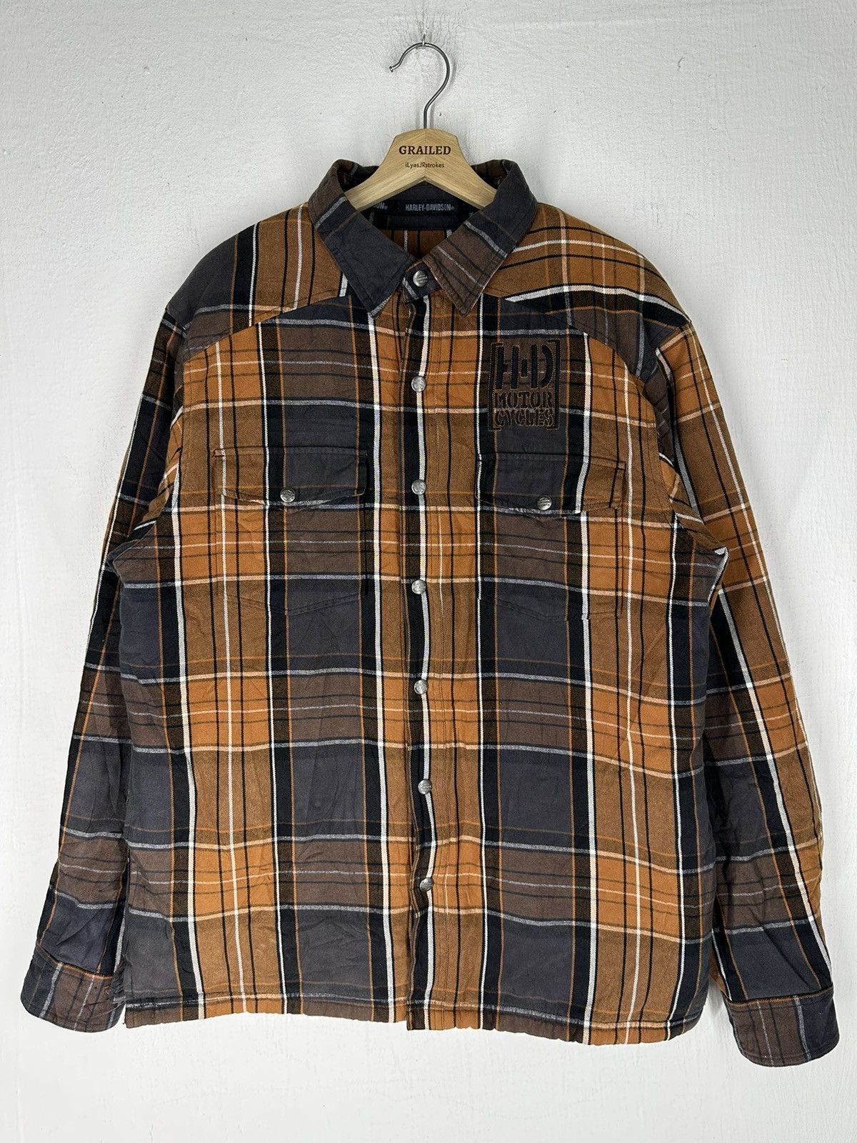 Harley Davidson Vintage HD Plaid Sherpa Lined Thick Heavy Flannel Jacket Size US L / EU 52-54 / 3 - 1 Thumbnail