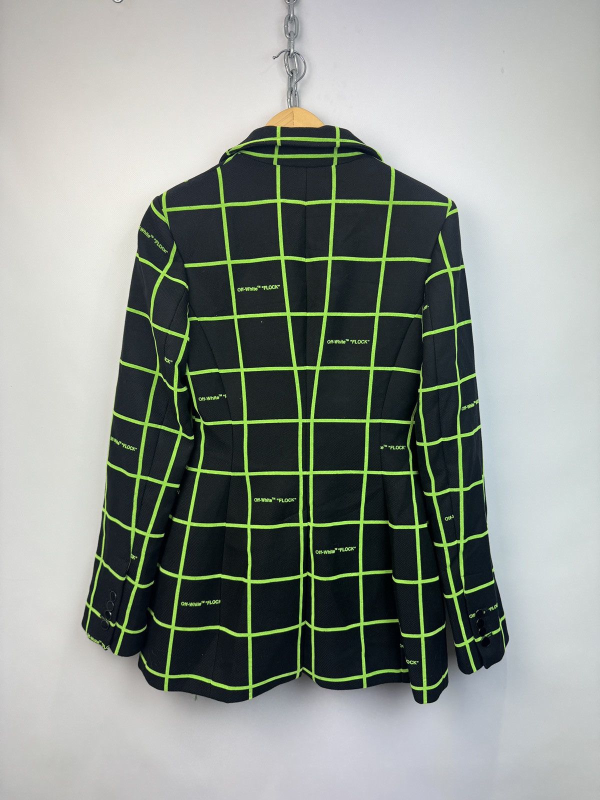 Off-White Off-White c/o Virgil Abloh "Flock"Neon Checked Fitted Jacket Size M / US 6-8 / IT 42-44 - 5 Thumbnail