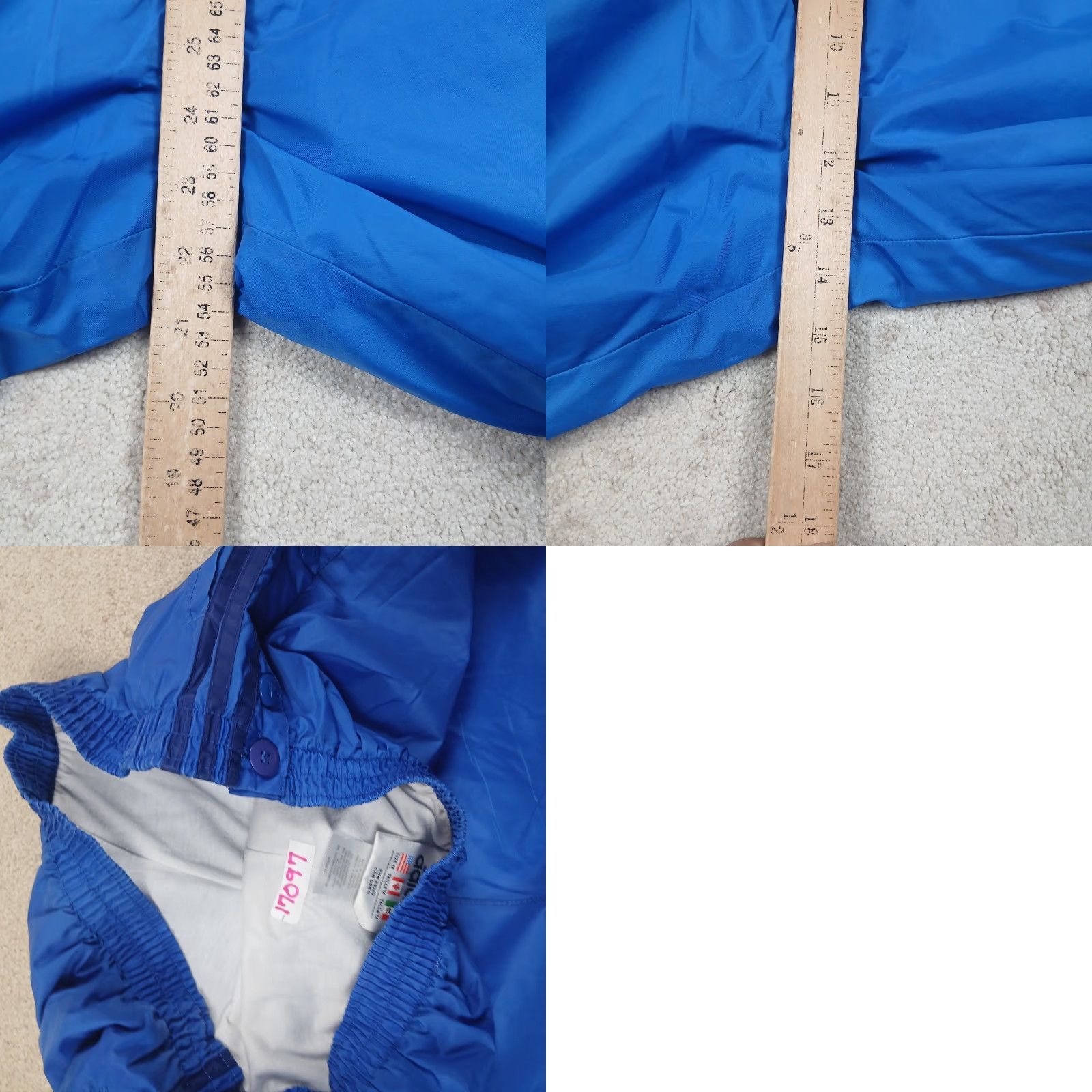 Adidas VINTAGE Adidas Break Away Pants Mens M Blue Lined 90s Soccer Gym Training Drawstring Elastic Waist Glanz Satin Nylon Straight RN 8837 00411 Size US 31 - 9 Thumbnail