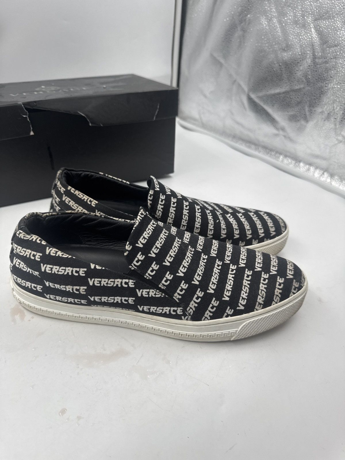 Versace All Over Logo Slip Ons