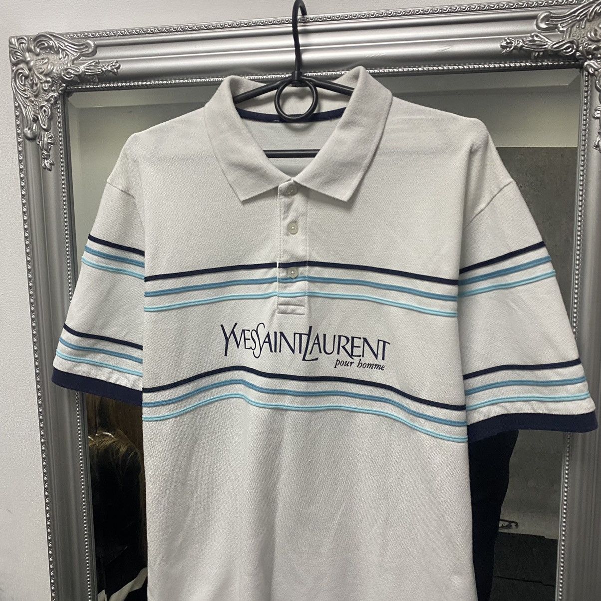 Vintage Vintage YVES SAINT LAUREN Big Logo Polo Shirt Size US M / EU 48-50 / 2 - 2 Thumbnail