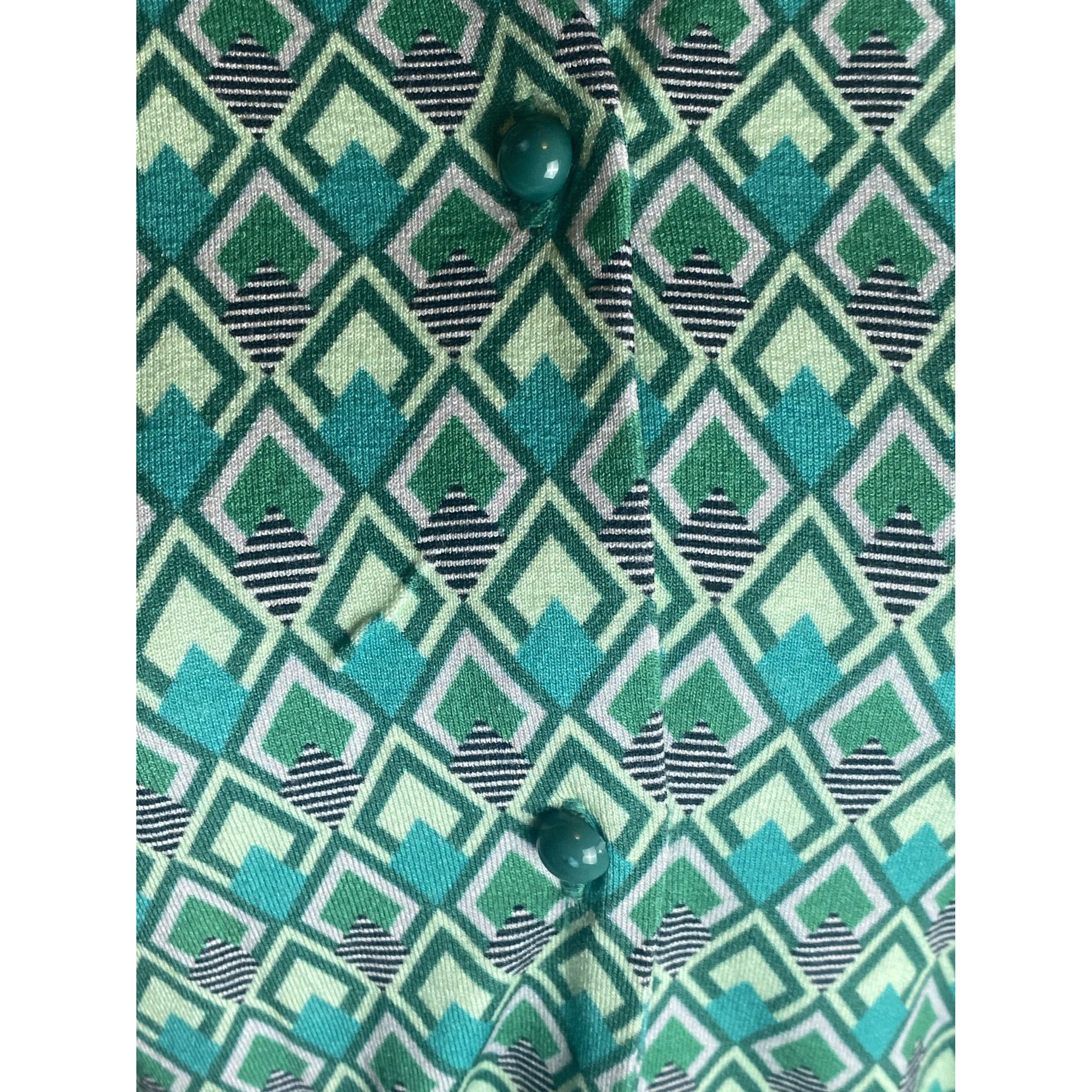 Designer Smashed Lemon 60s Dani Vintage-Inspired Green Geometric Dres Size XXL / US 16-18 / IT 52-54 - 4 Thumbnail