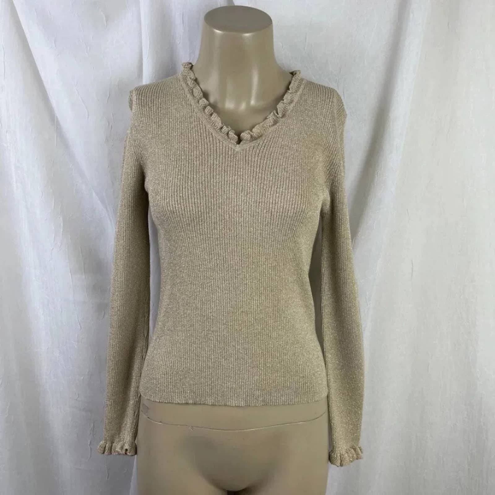 Vintage VTG Y2K Liz Claiborne Lizsport Petite Gold Shimmer Sweater Size S / US 4 / IT 40 - 1 Thumbnail