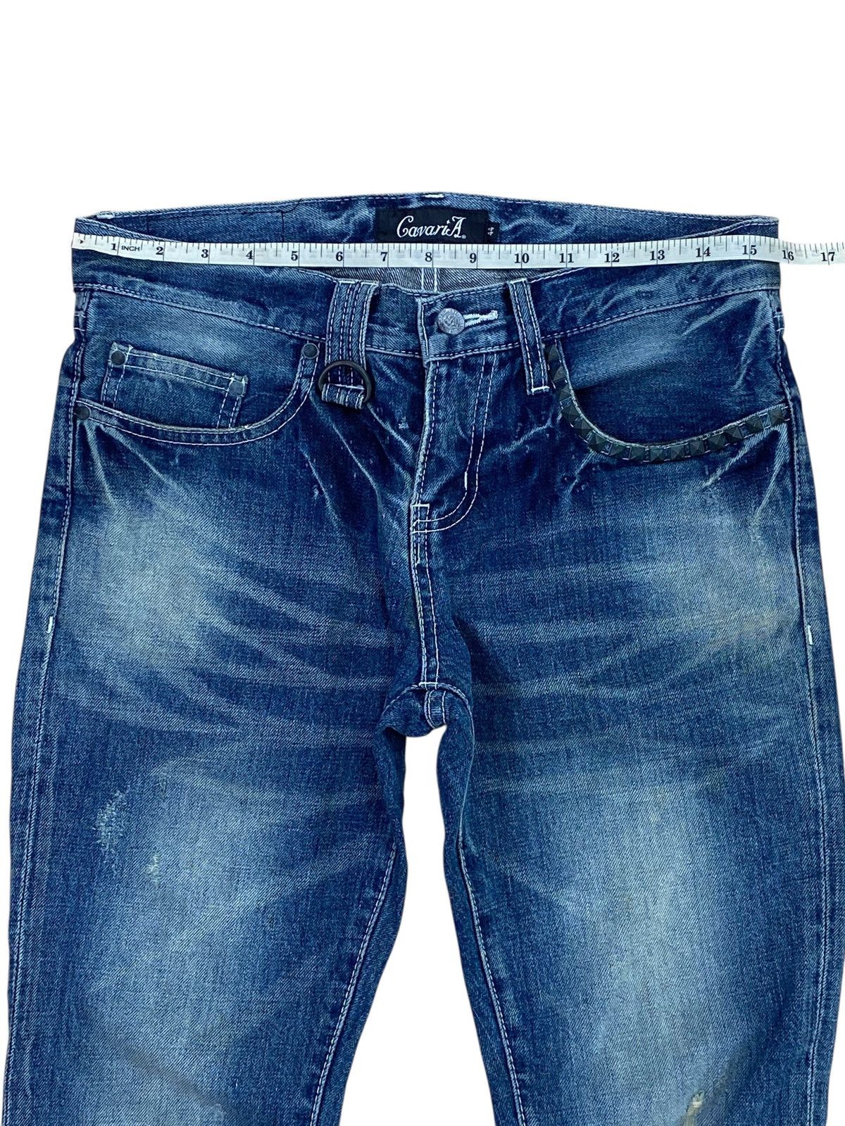 Japanese Brand Japanese Brand Faded Blue Wash Distress Flare Style Size US 30 / EU 46 - 7 Thumbnail