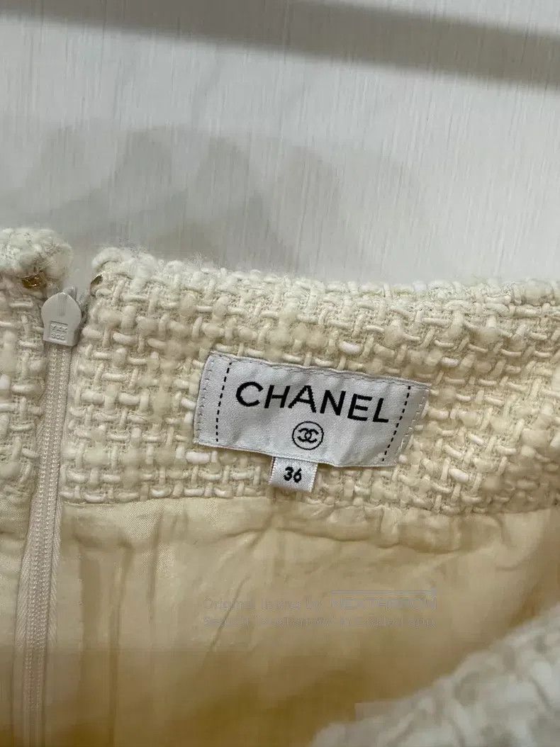 Chanel Chanel Milky white woven twill tweed skirt Size 24" / US 00 / IT 34 - 3 Thumbnail