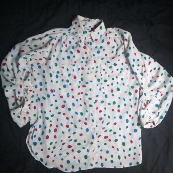 Other Vintage All Hours Polka Dots Polyester Disco Shirt Size XS / US 0-2 / IT 36-38 - 2 Thumbnail