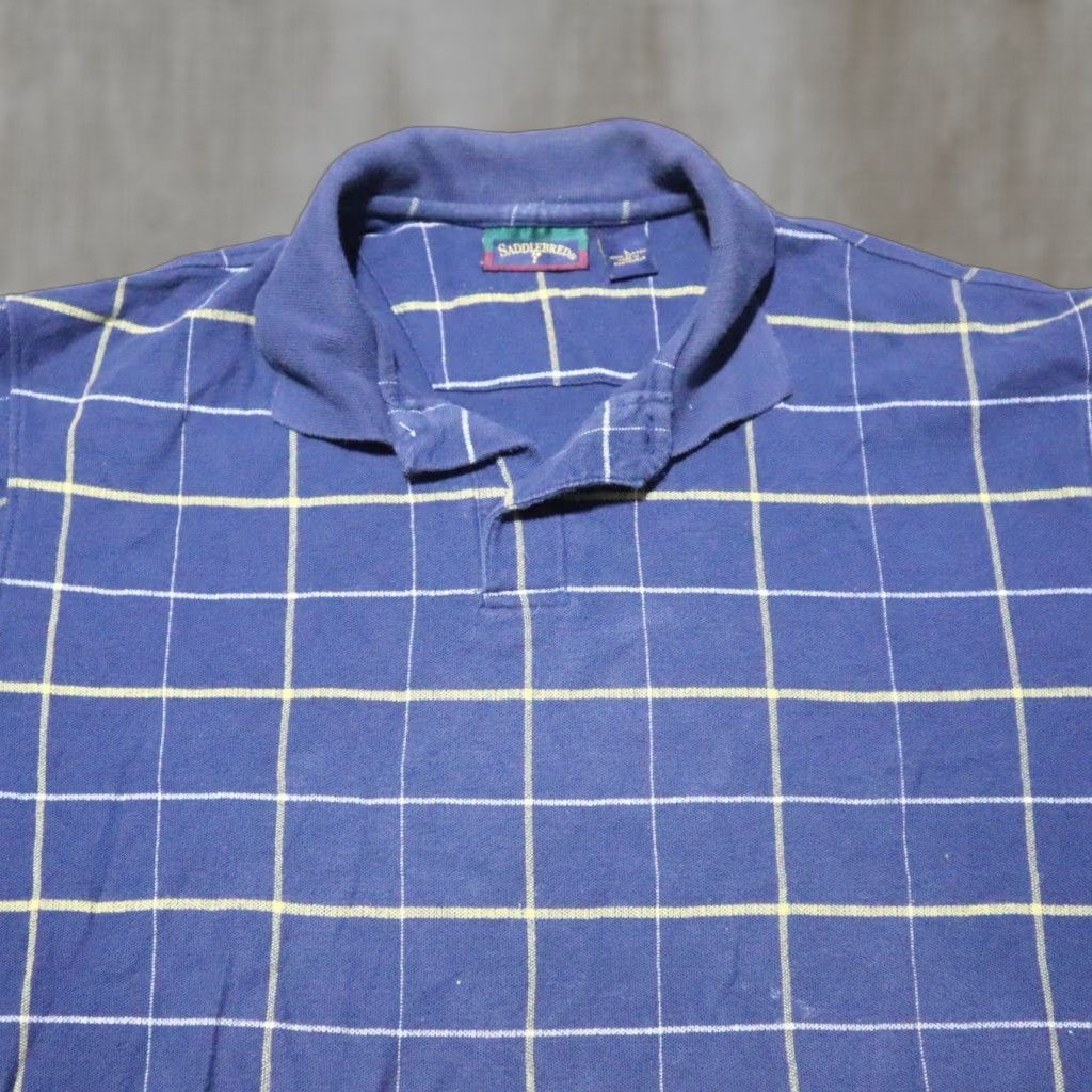 Vintage Saddlebred Polo Shirt Blue Plaid Short Sleeve Adult Large Easy Care Golf Mens Size US L / EU 52-54 / 3 - 1 Thumbnail