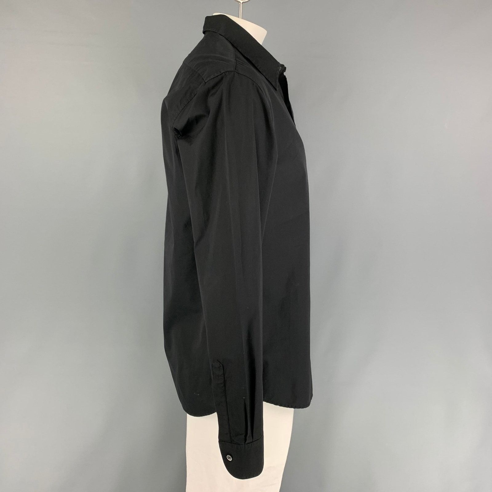 Barena BARENA Size XL Black Cotton Hidden Buttons Long Sleeve Shirt Size US XL / EU 56 / 4 - 2 Thumbnail