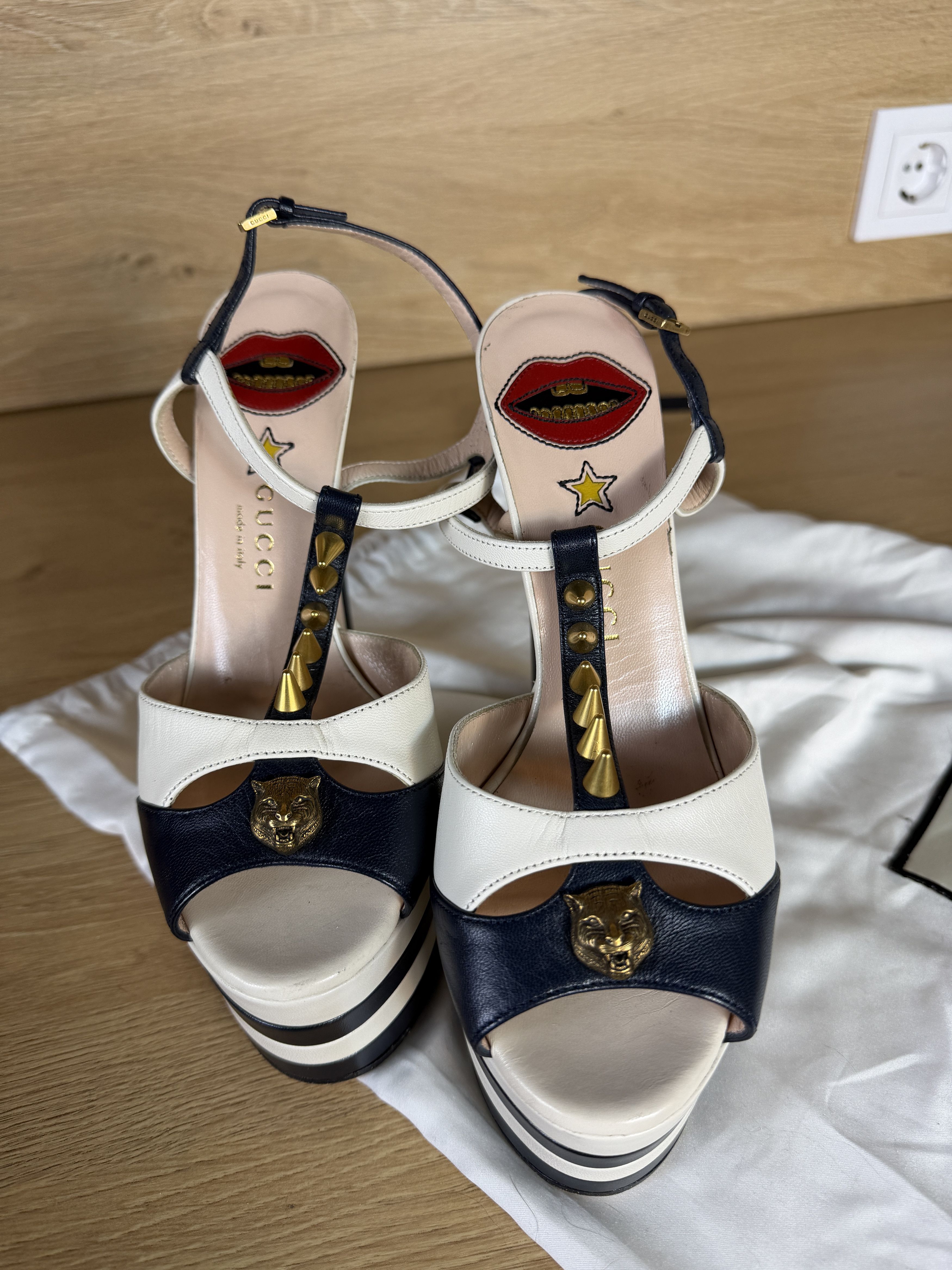 Gucci Gucci angel striped platform T strap sandal size 36 Size US 6 / IT 36 - 6 Thumbnail