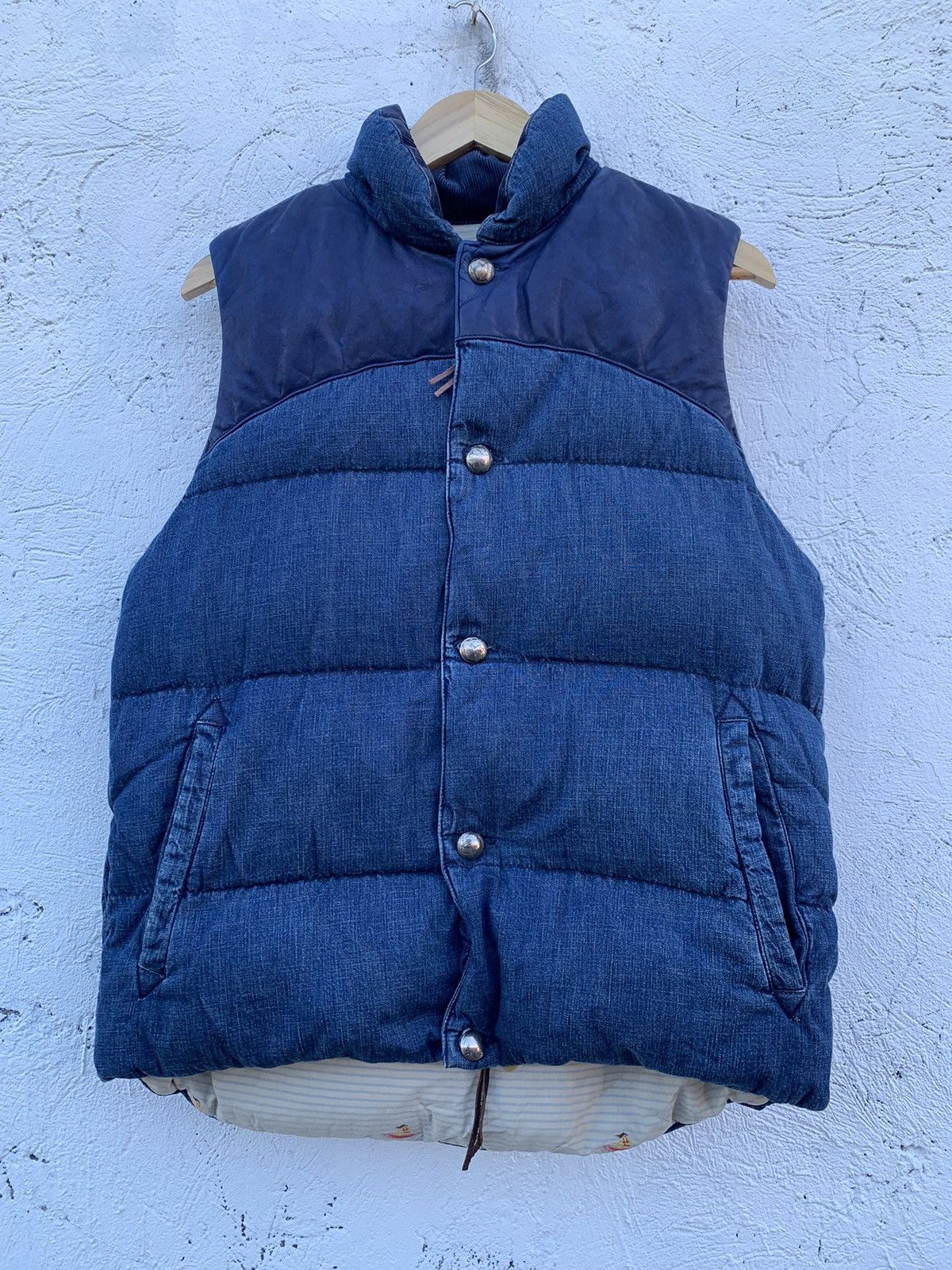 image of Beams Plus x Remi Relief Indigo Down Jacket in Indigo Blue, Men's (Size XL)