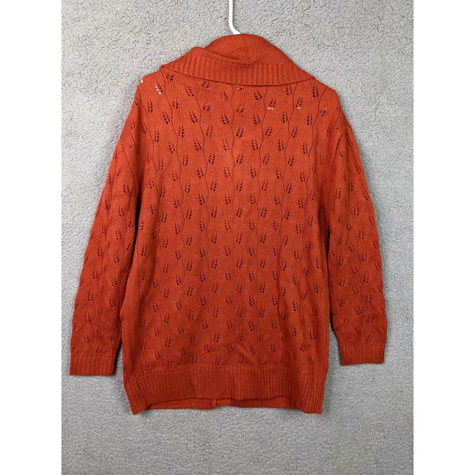 Vintage Tulle Los Angeles Women's Orange Button Up Long Sleeve Sweater Size L/G Knit Regular Pullover All Seasons Casual Modern Knit Orange Womens Size L / US 10 / IT 46 - 2 Thumbnail