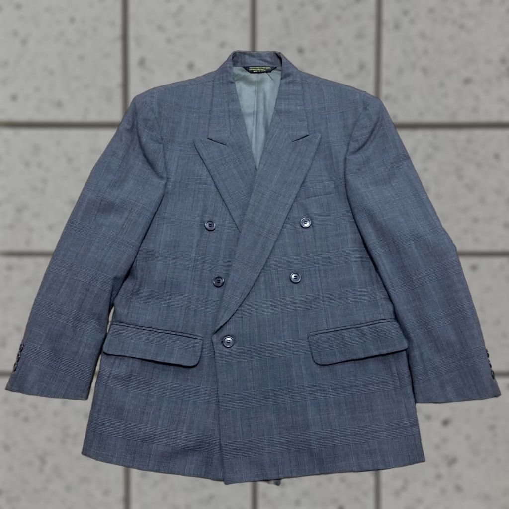 Doublet VINTAGE Dellapenna 39S Gray Plaid Double-Breasted Suit Jacket Men 90s Made USA Size 40R - 1 Thumbnail