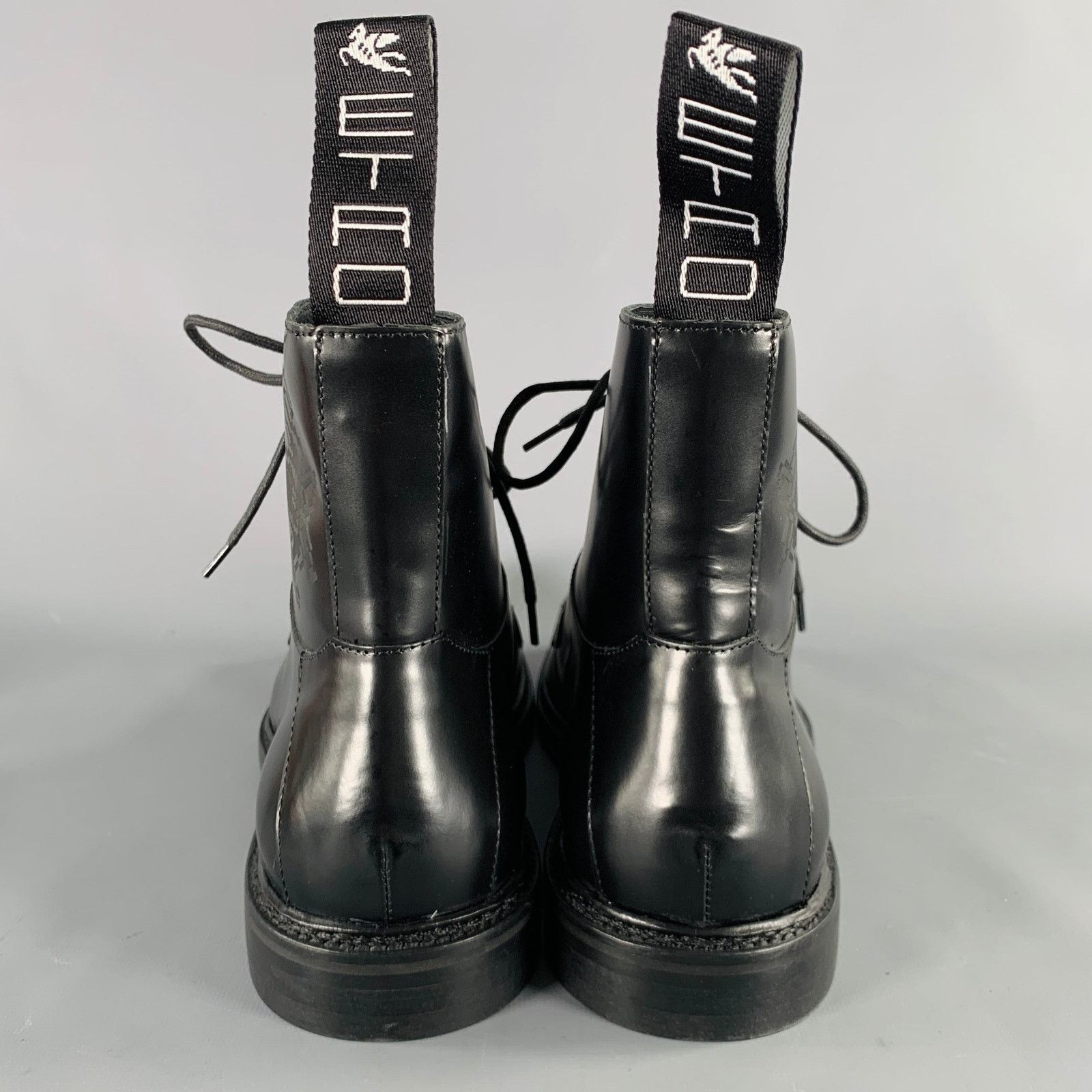 Etro ETRO Size 12 Black Leather Pixel Art Lace-Up Boots Size US 12 / EU 45 - 4 Thumbnail