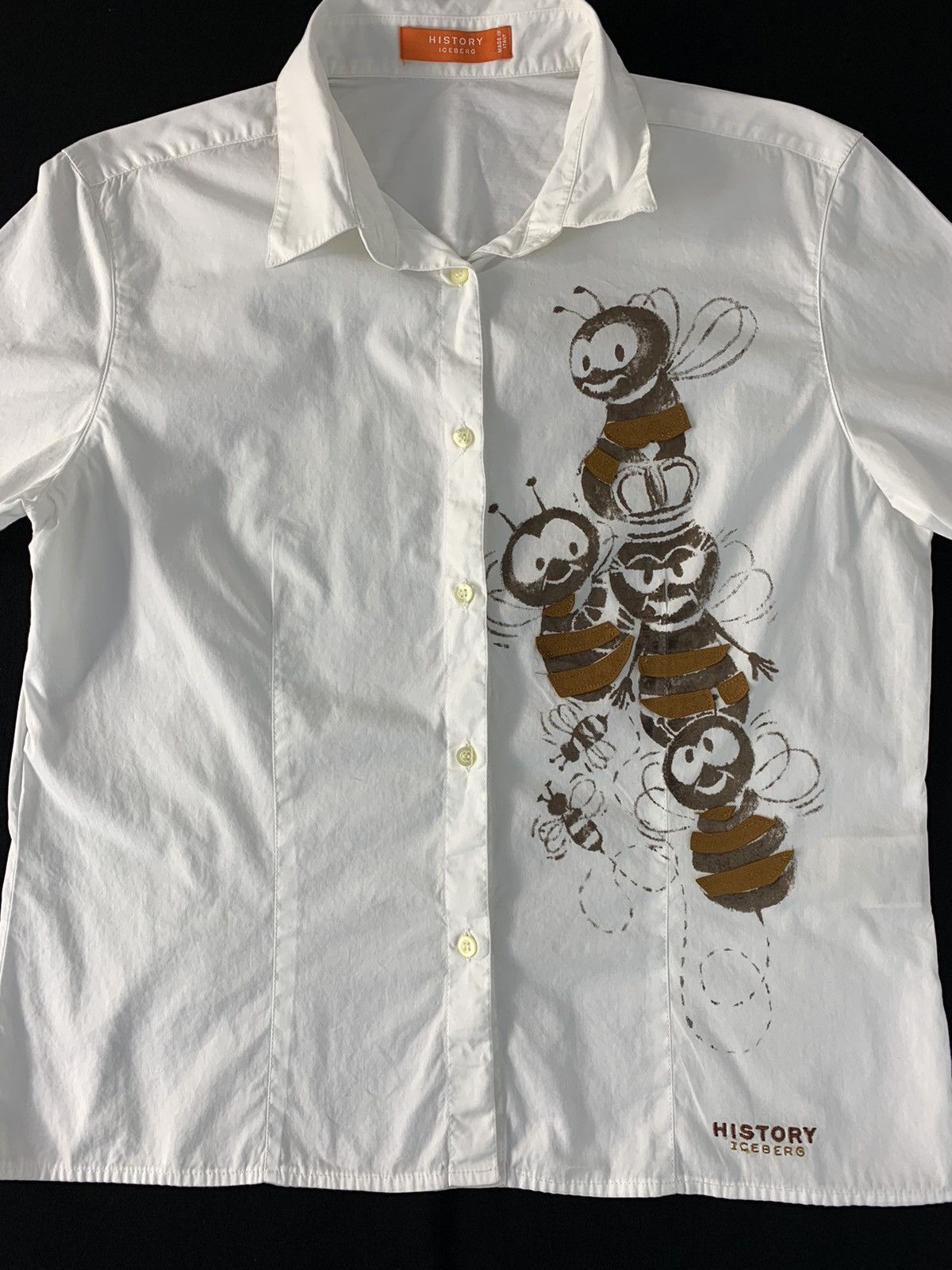 Iceberg Hype Iceberg History Flying Bee Art Printed Button Up Shirt Size M / US 6-8 / IT 42-44 - 2 Thumbnail